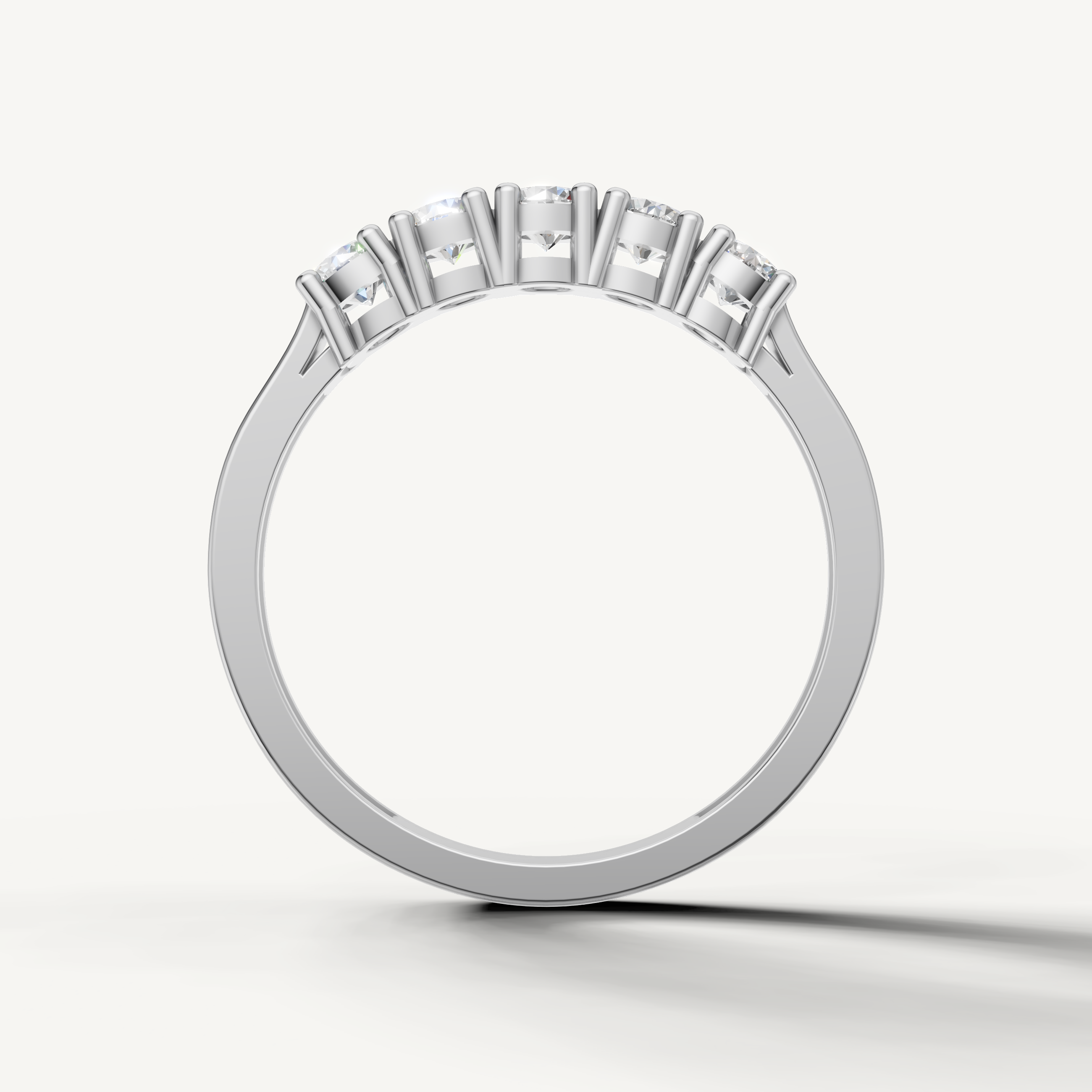 Elegant white gold diamond wedding band with round brilliant diamonds