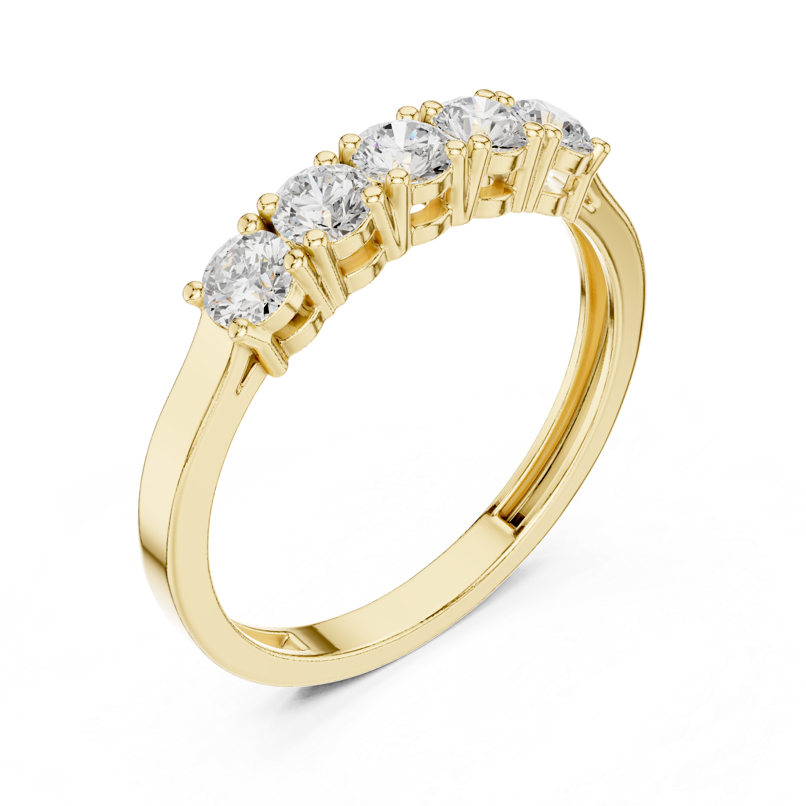5-Stone Lab-Grown Diamond Wedding Band in 14K Gold