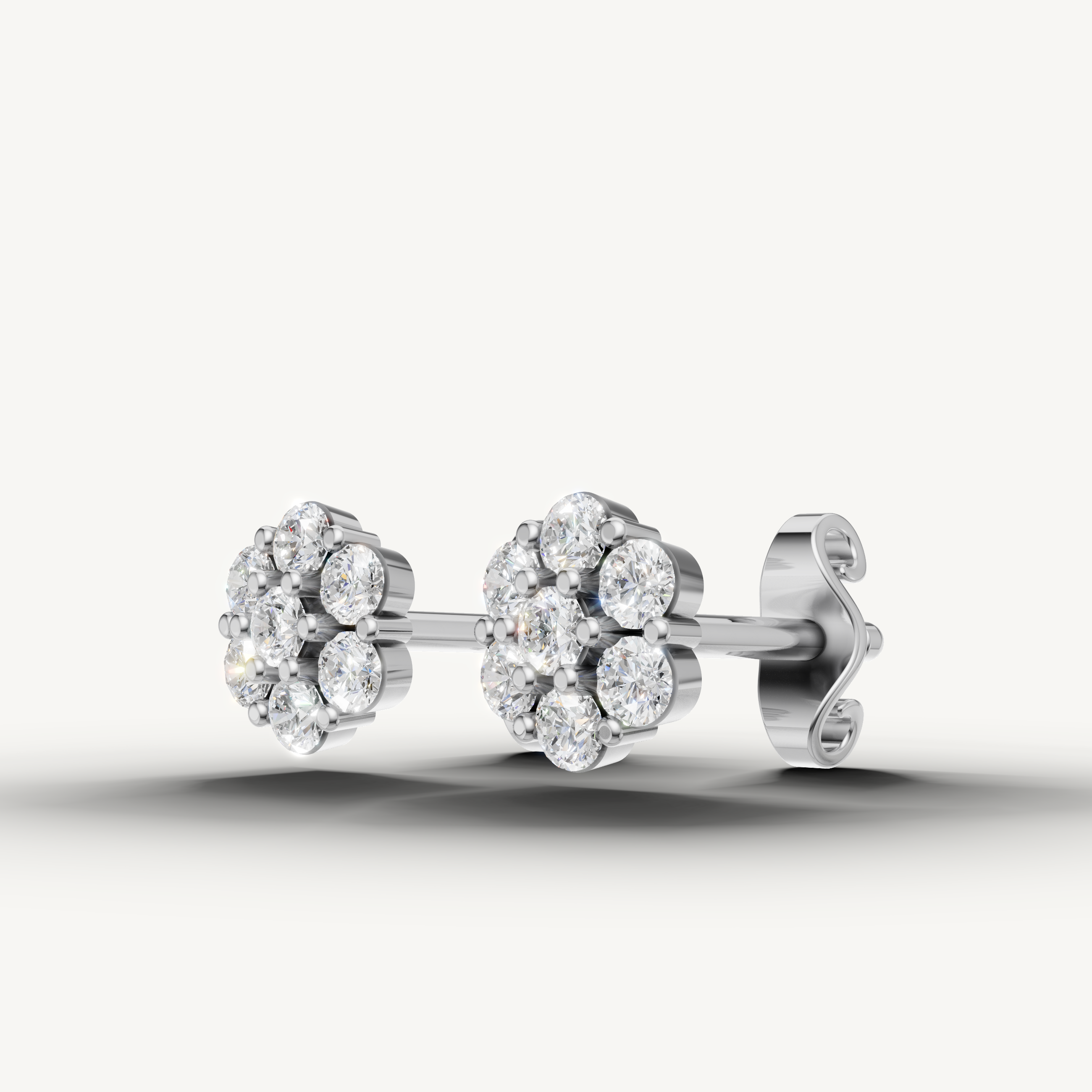 Raul Diamonds white gold diamond flower stud earrings with timeless brilliance and luxury craftsmanship