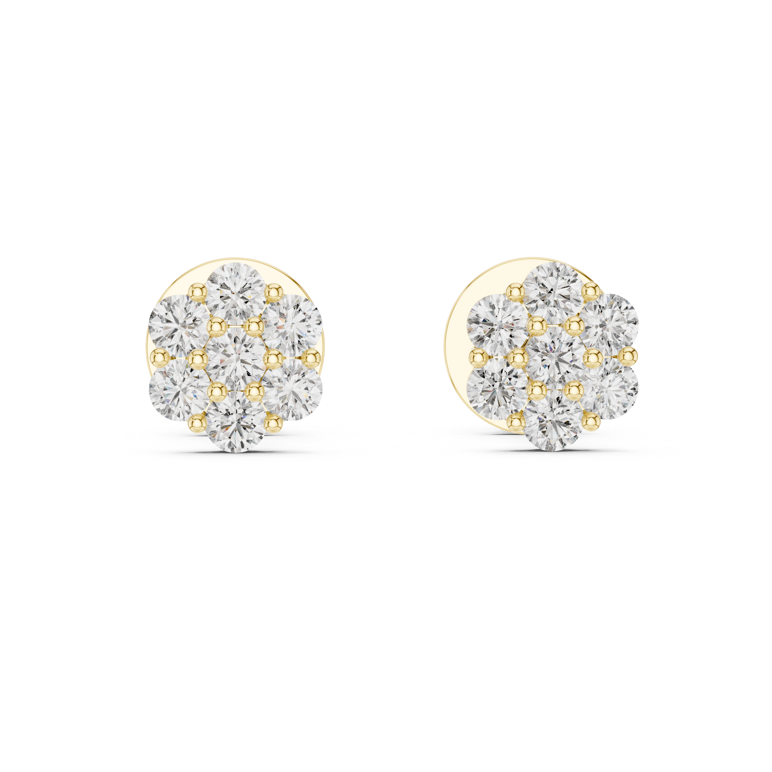 14K Gold Lab-Grown Diamond Cluster Stud Earrings