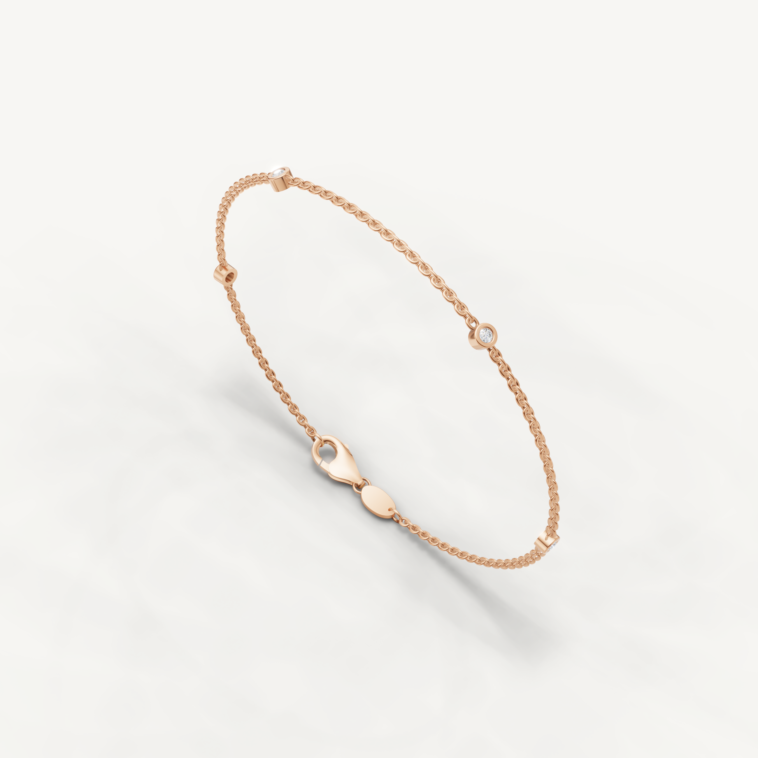 Round Lab Grown Diamond Station Bracelet in 14K Yellow Gold