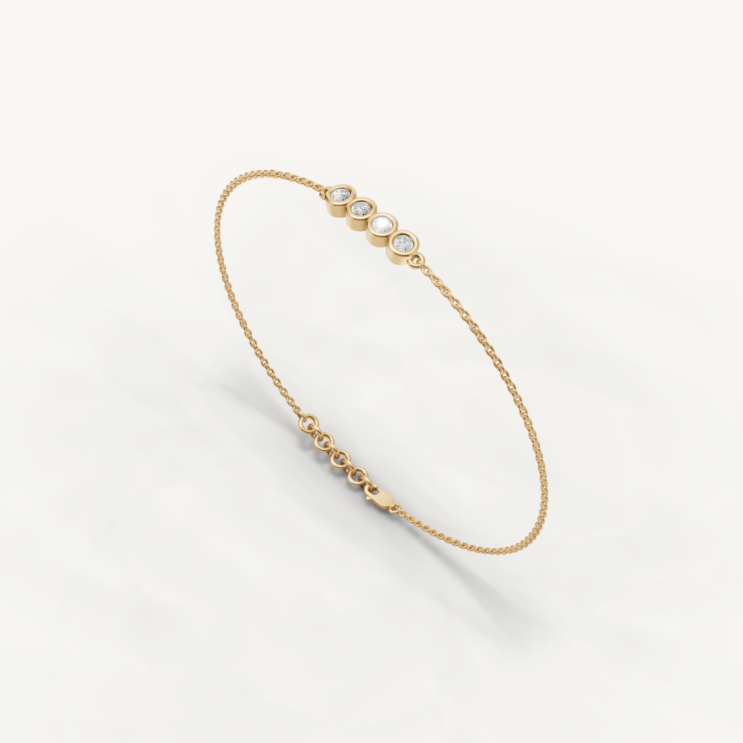 Four Stone Lab Grown Diamond Station Bracelet in 14K Yellow Gold