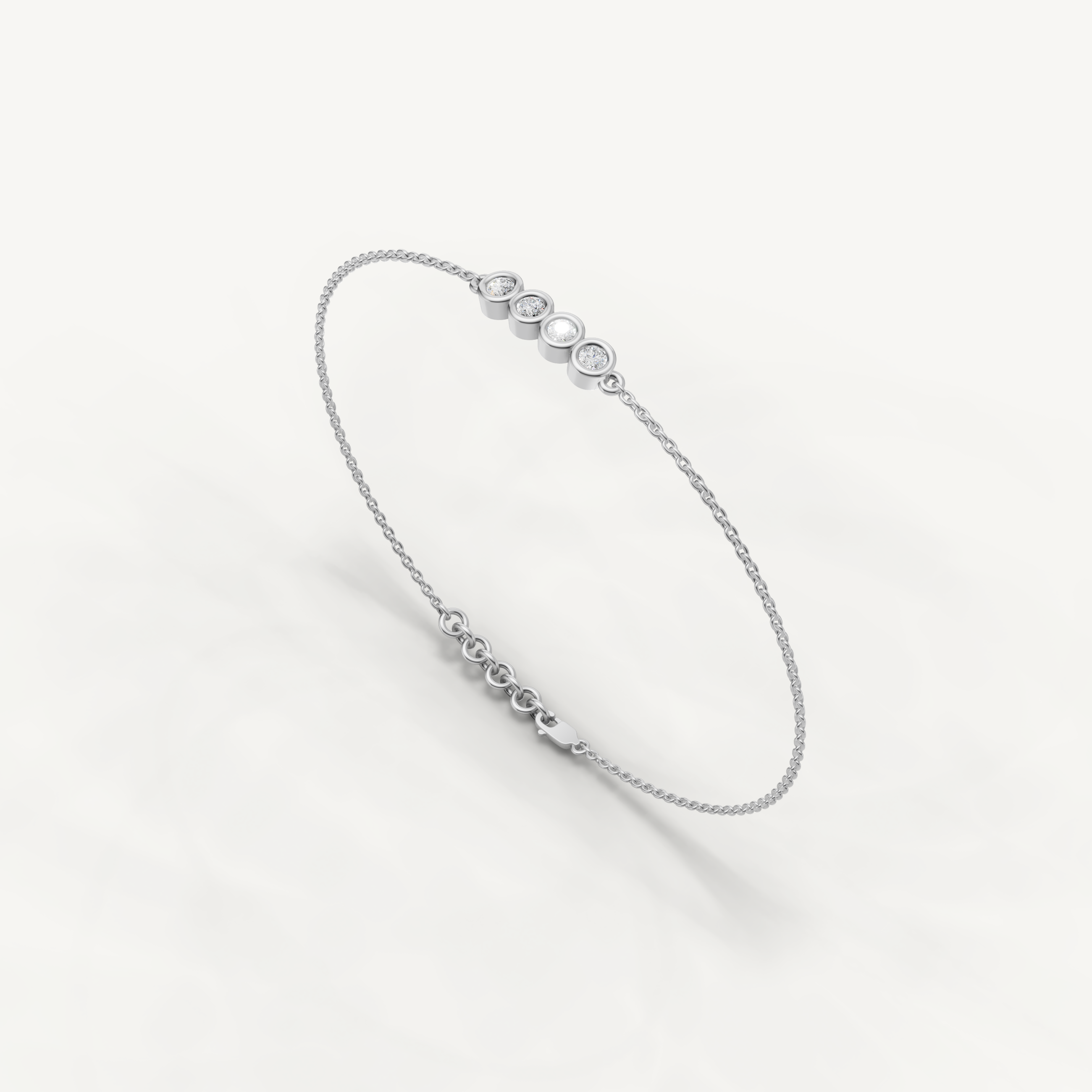 Four Stone Lab Grown Diamond Station Bracelet in 14K Yellow Gold