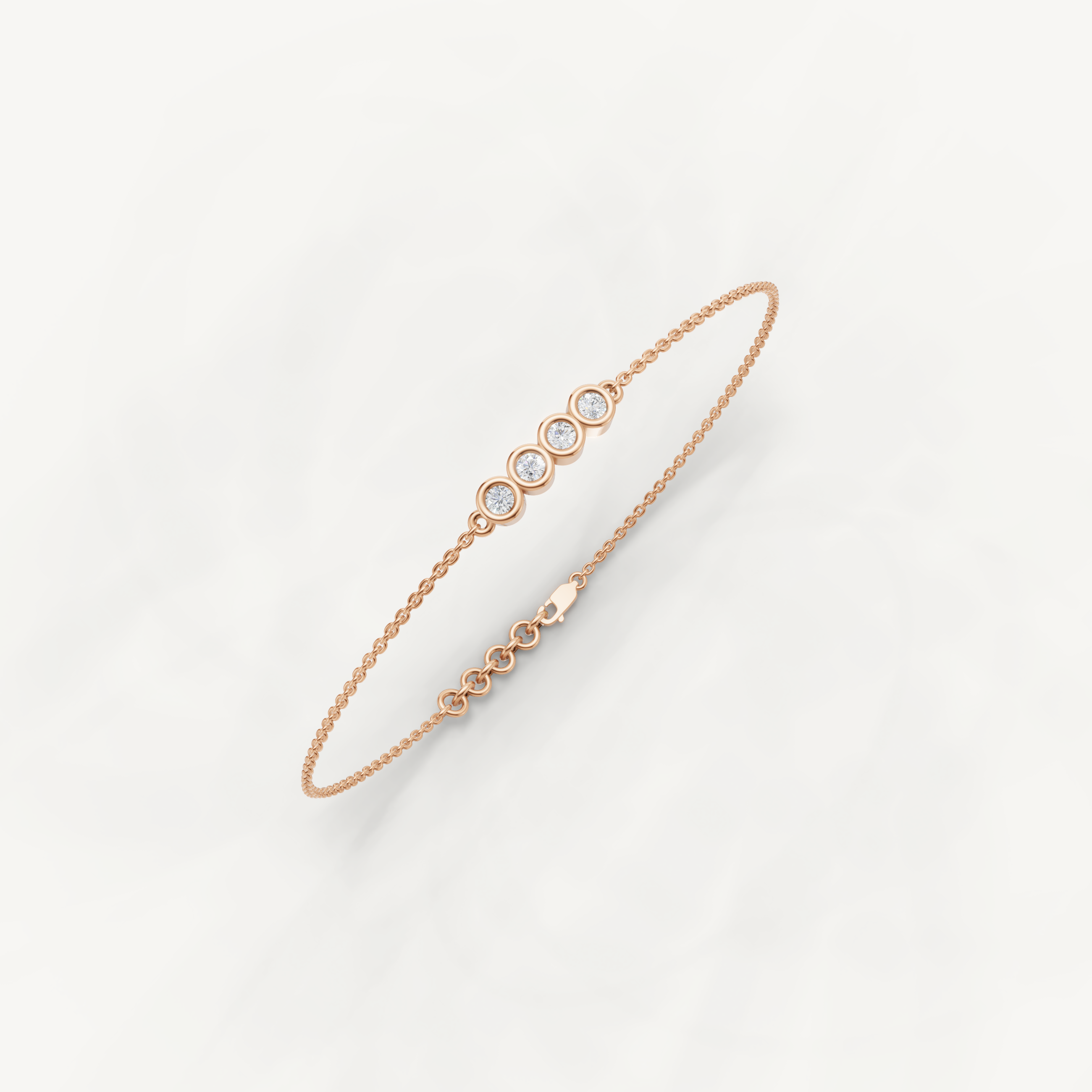 Four Stone Lab Grown Diamond Station Bracelet in 14K Yellow Gold