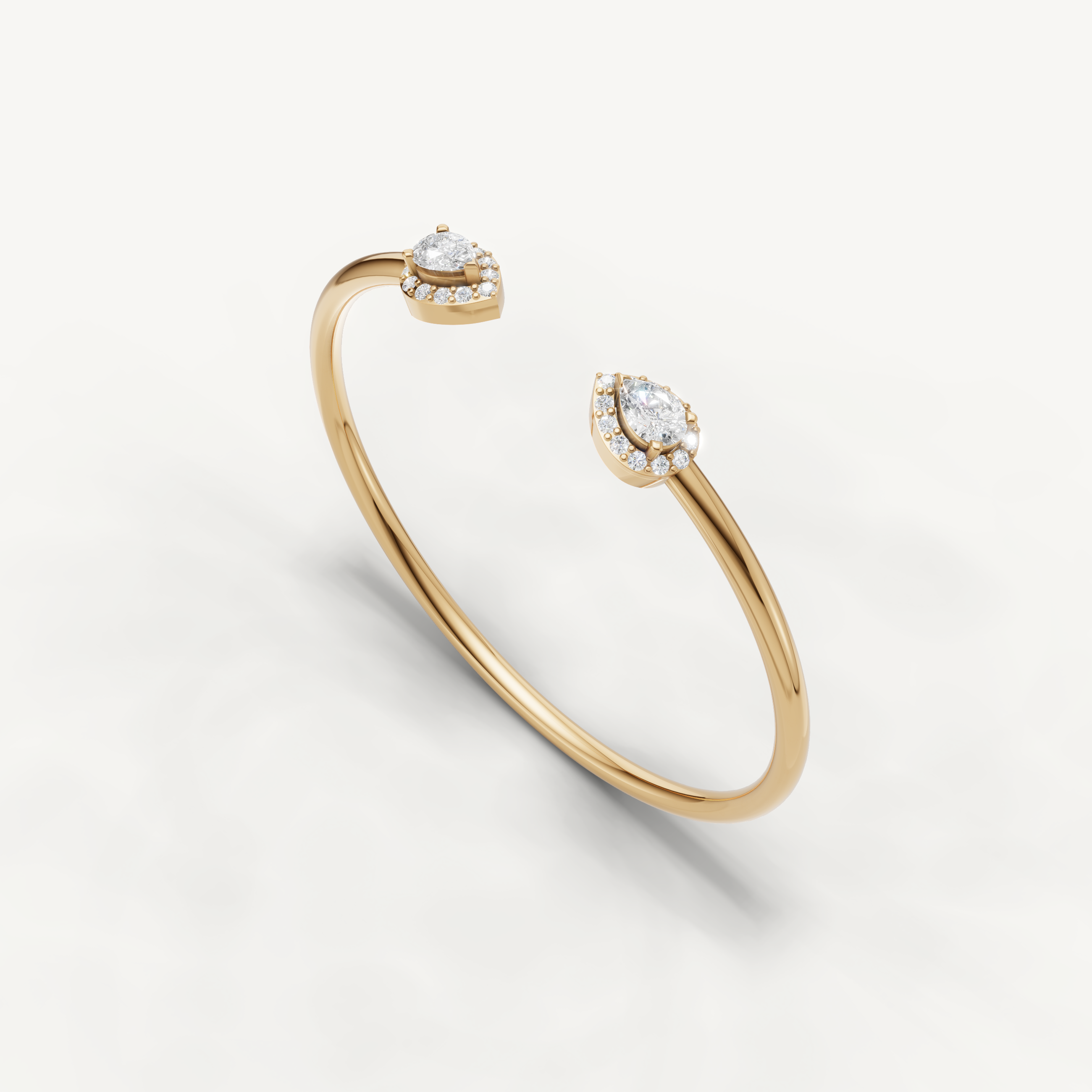 Pear Lab Grown Diamond Open Cuff Bracelet in 14K Yellow Gold