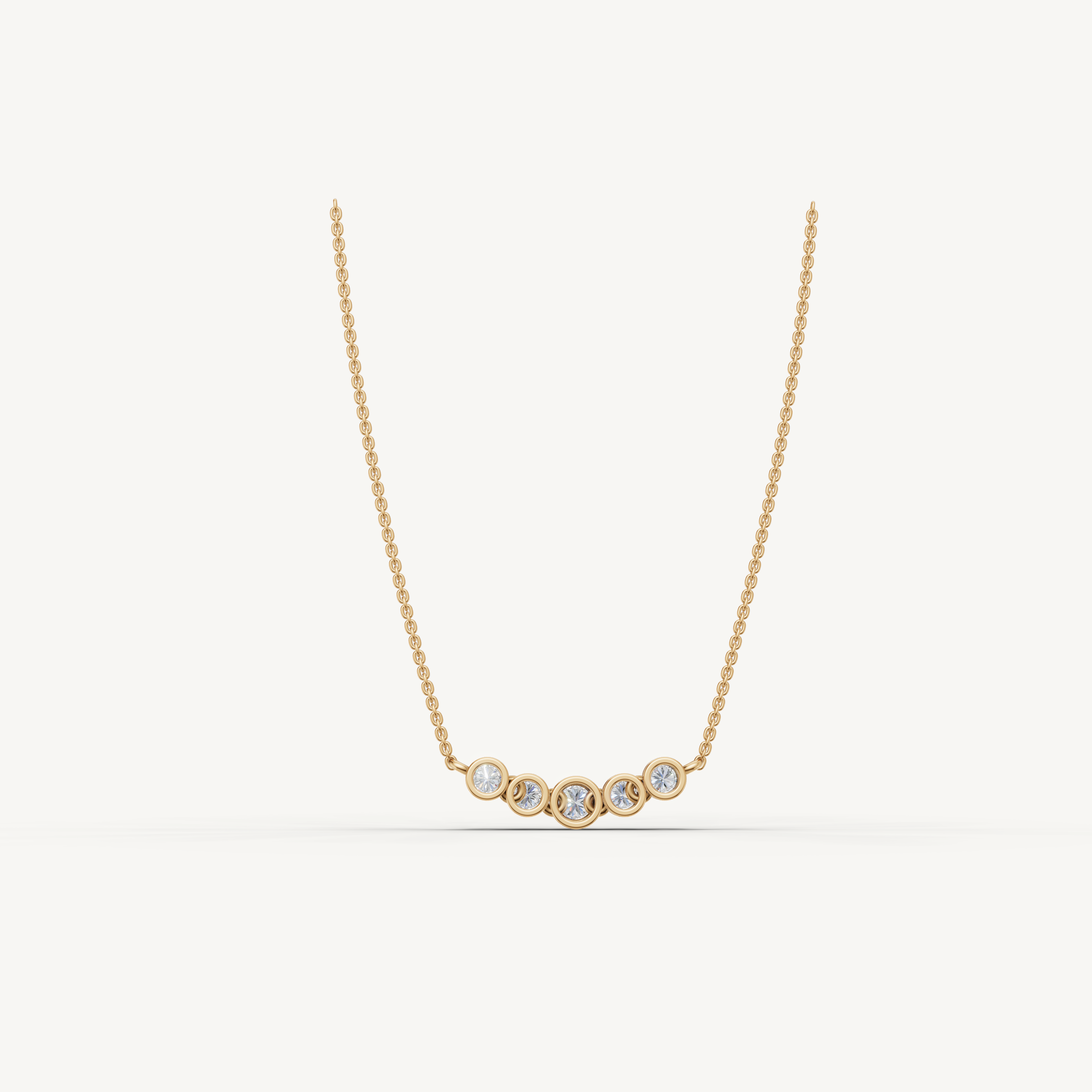 Five Stone Lab Grown Diamond Station Necklace in 14K Rose Gold