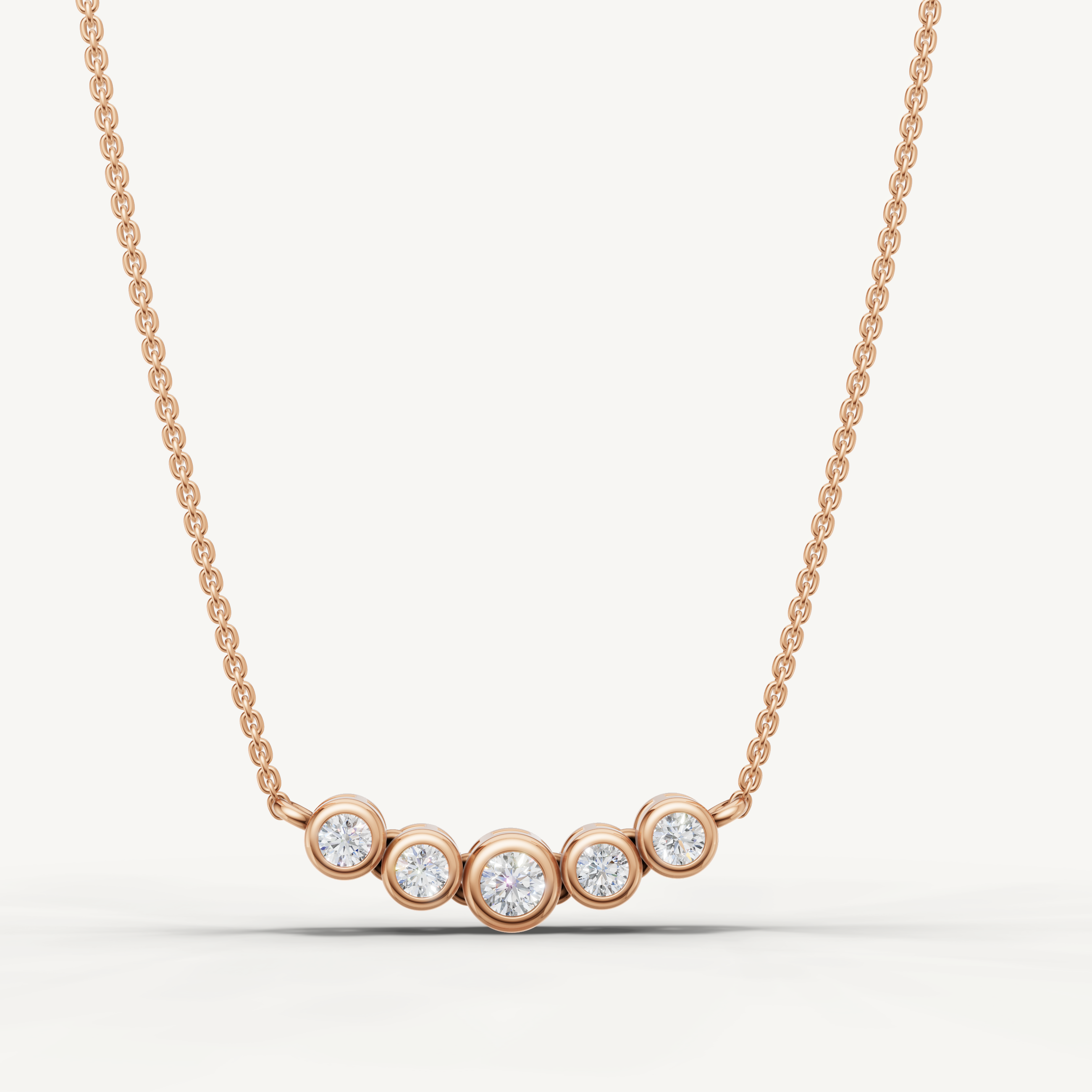 Five Stone Lab Grown Diamond Station Necklace in 14K Rose Gold