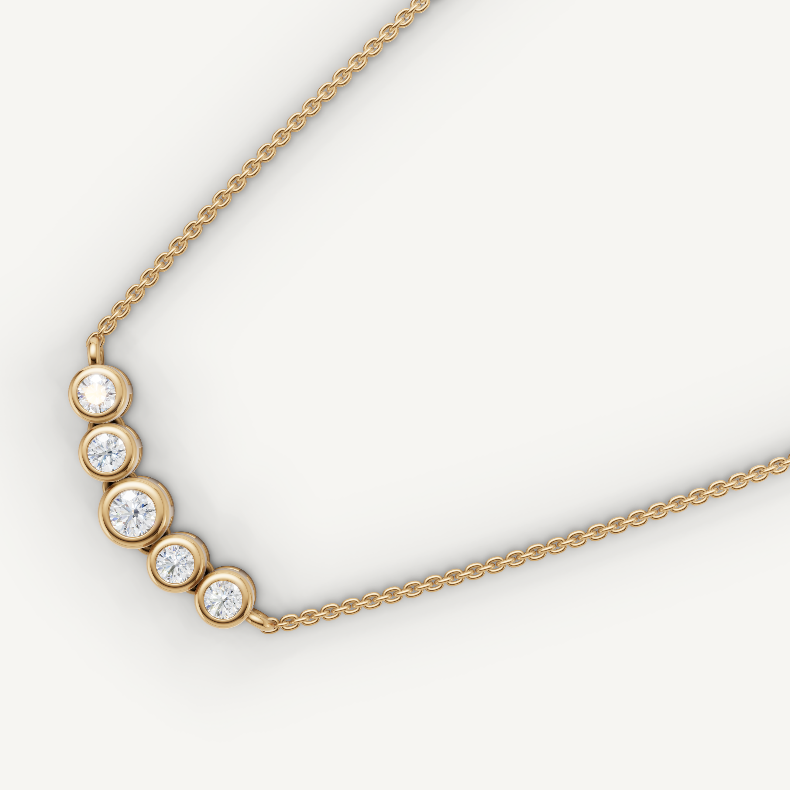 Five Stone Lab Grown Diamond Station Necklace in 14K Rose Gold