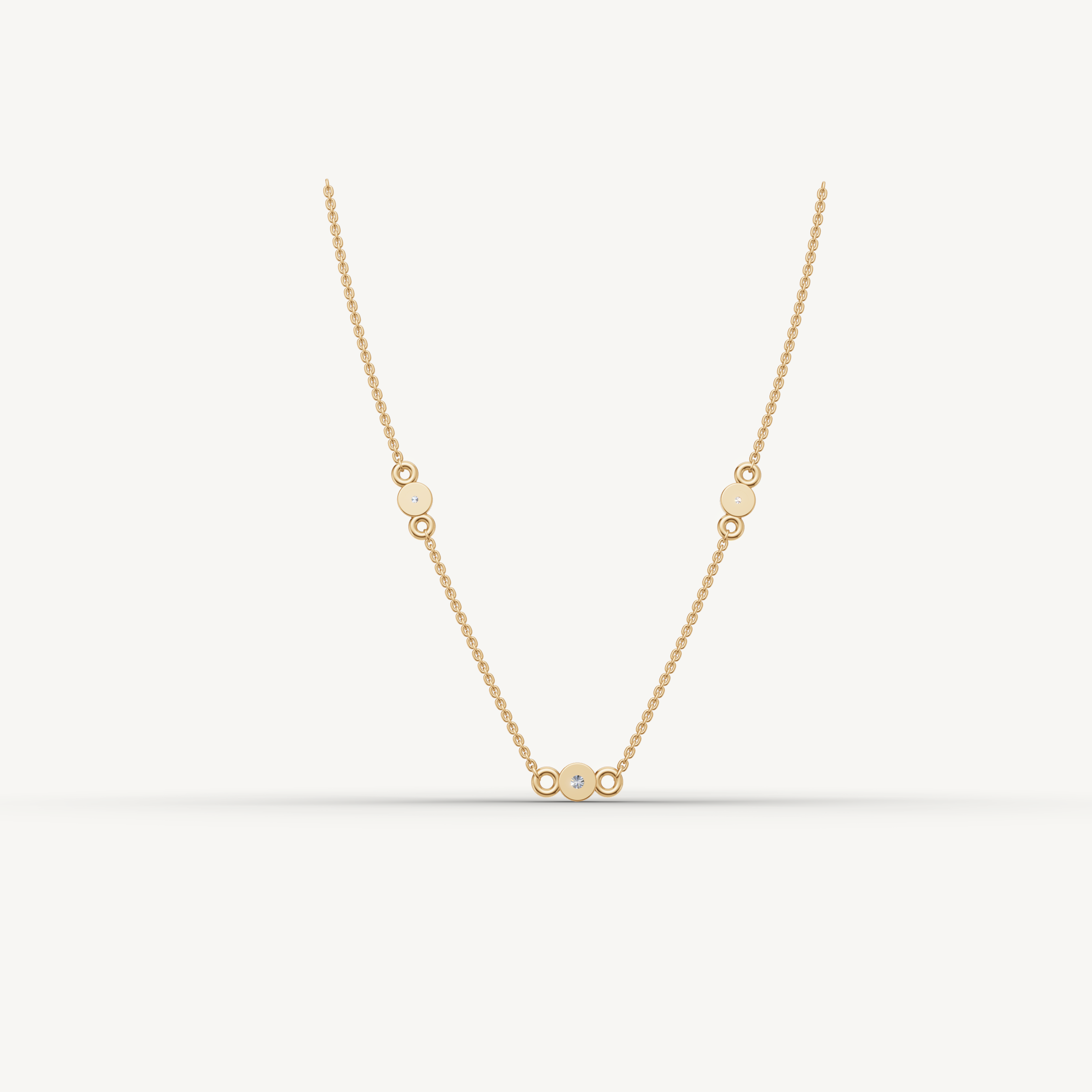 Three Station Lab Grown Diamond Necklace in 14K Yellow Gold