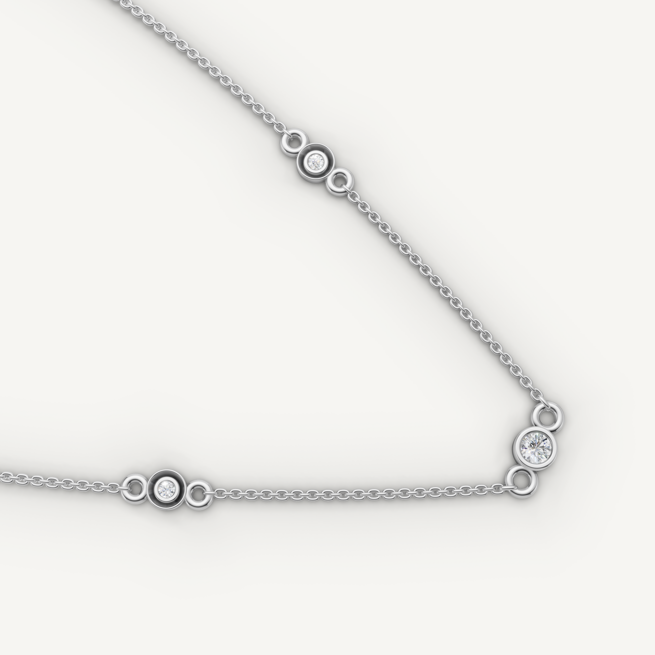 Three Station Lab Grown Diamond Necklace in 14K Yellow Gold