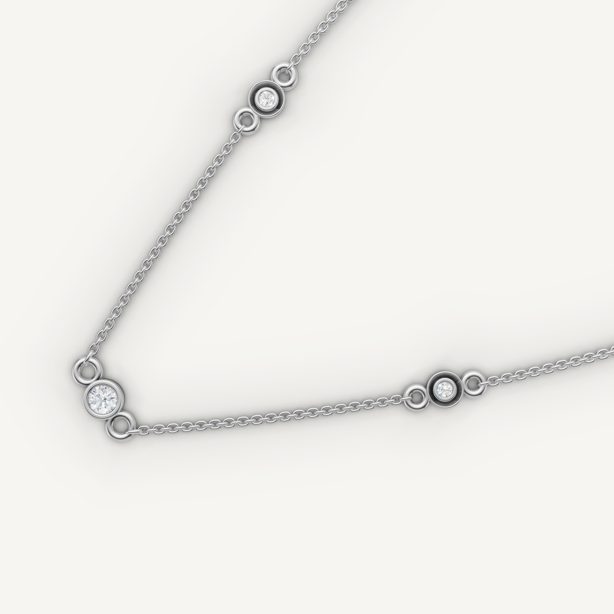 Three Station Lab Grown Diamond Necklace in 14K Yellow Gold