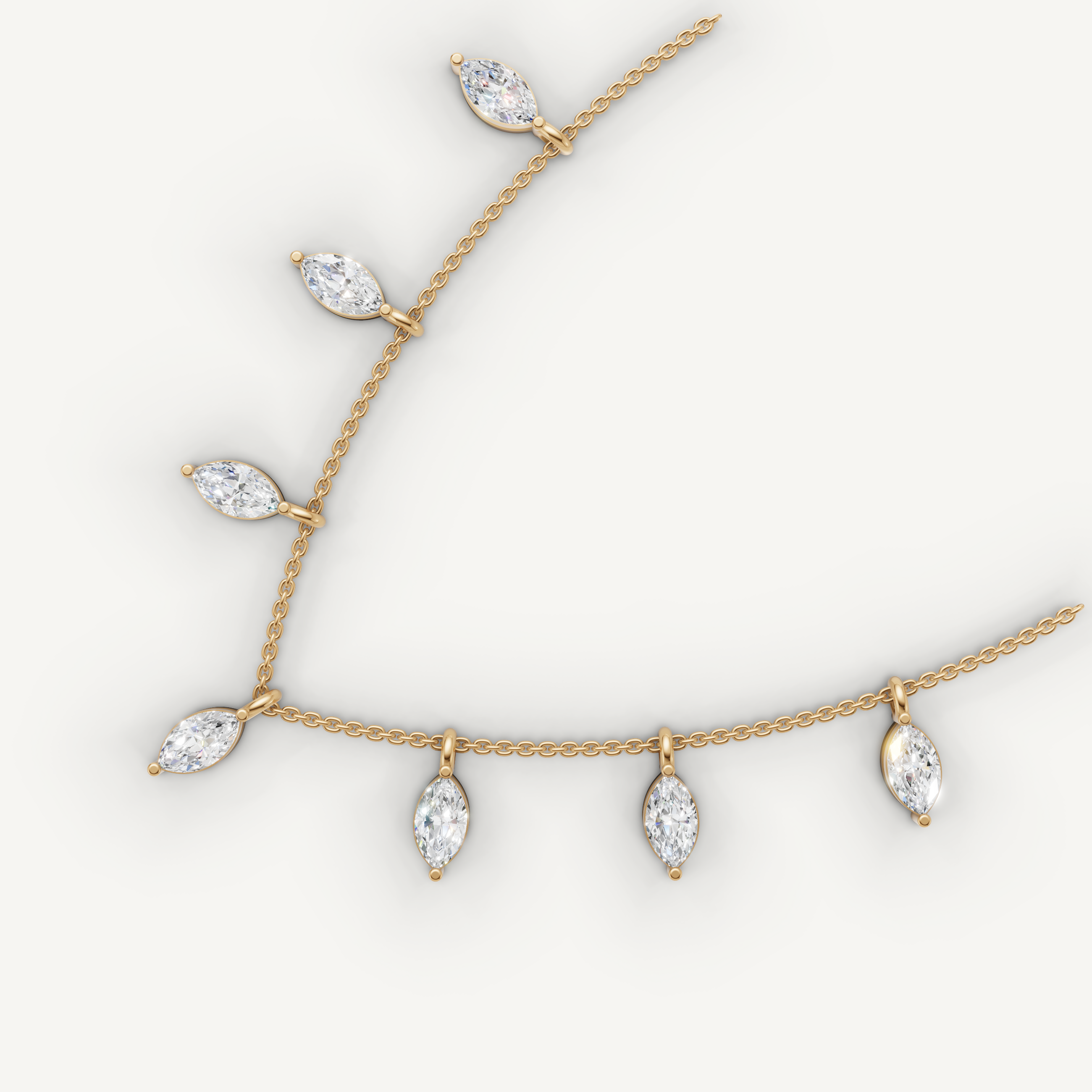 Marquise Lab Grown Diamond Station Necklace in 14K Yellow Gold