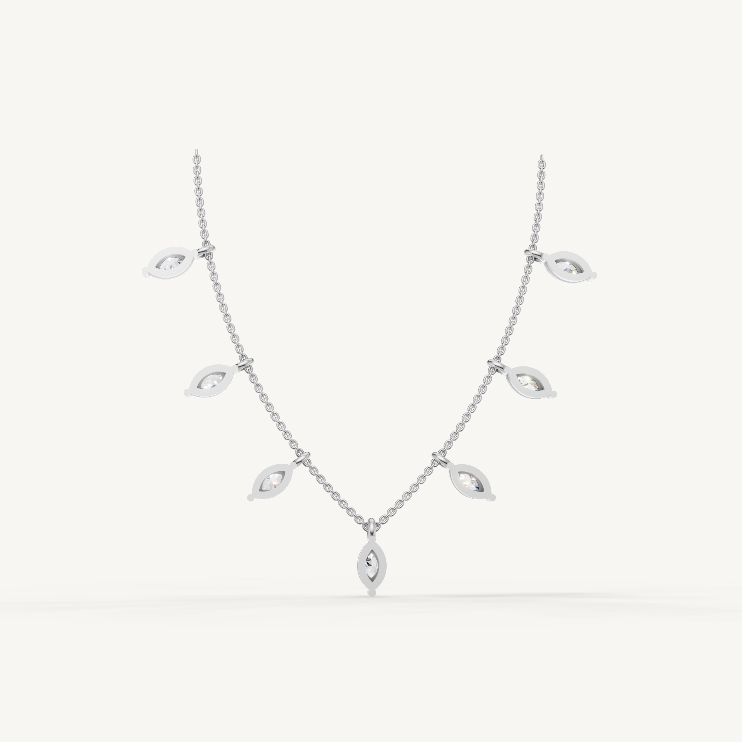 Marquise Lab Grown Diamond Station Necklace in 14K Yellow Gold