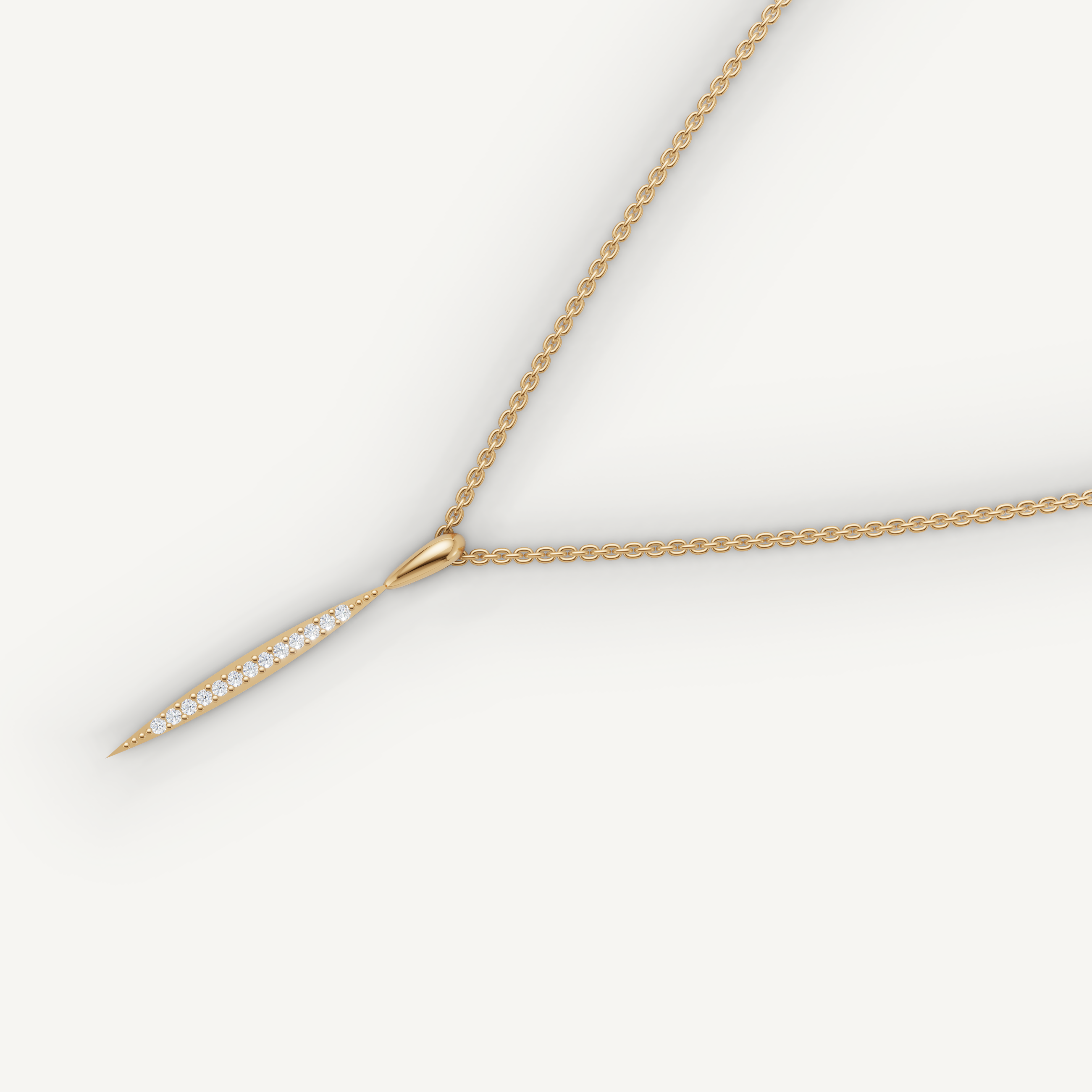 Lab Grown Diamond Tapered Drop Necklace in 14K Yellow Gold