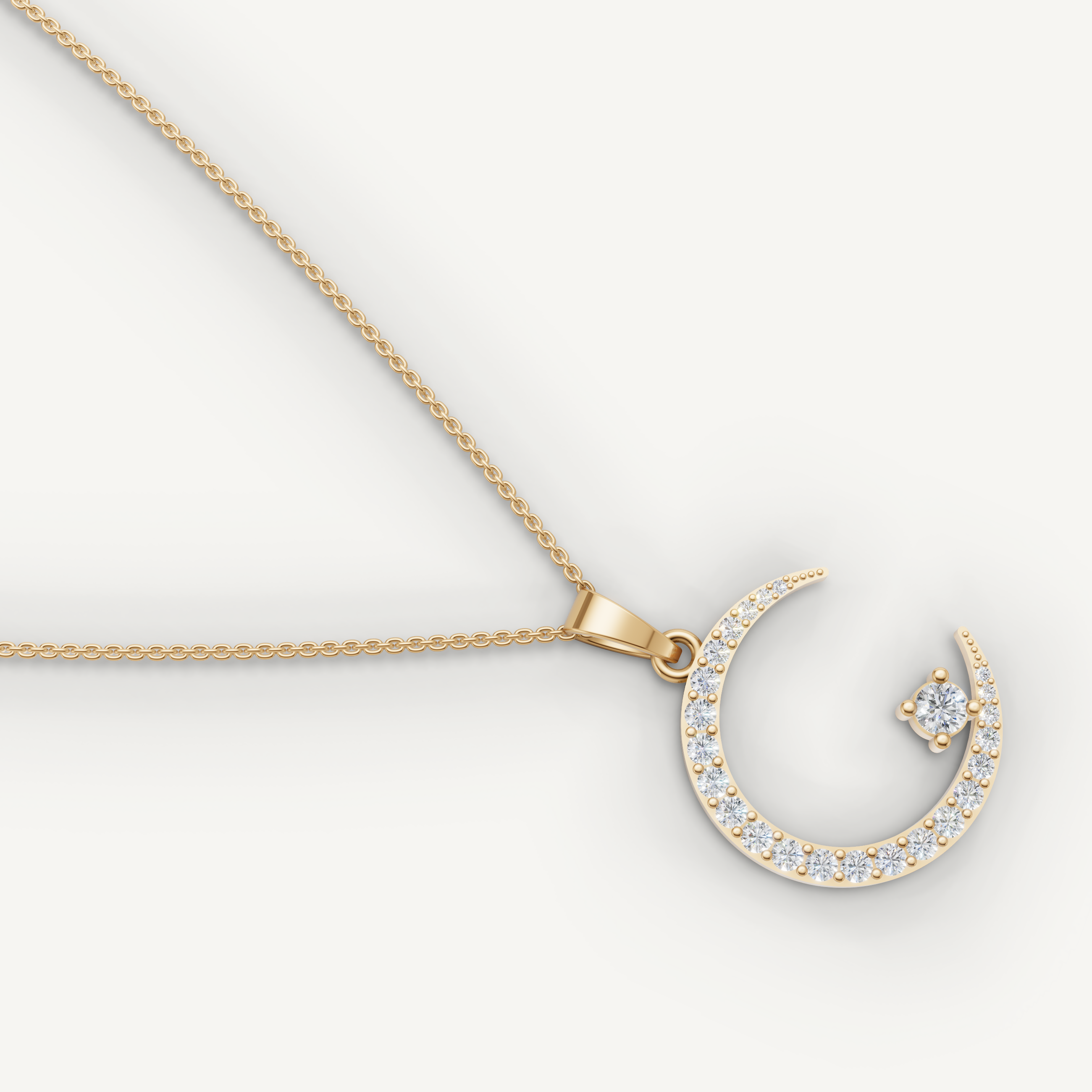 Lab Grown Diamond Crescent Moon Necklace in 14K Gold