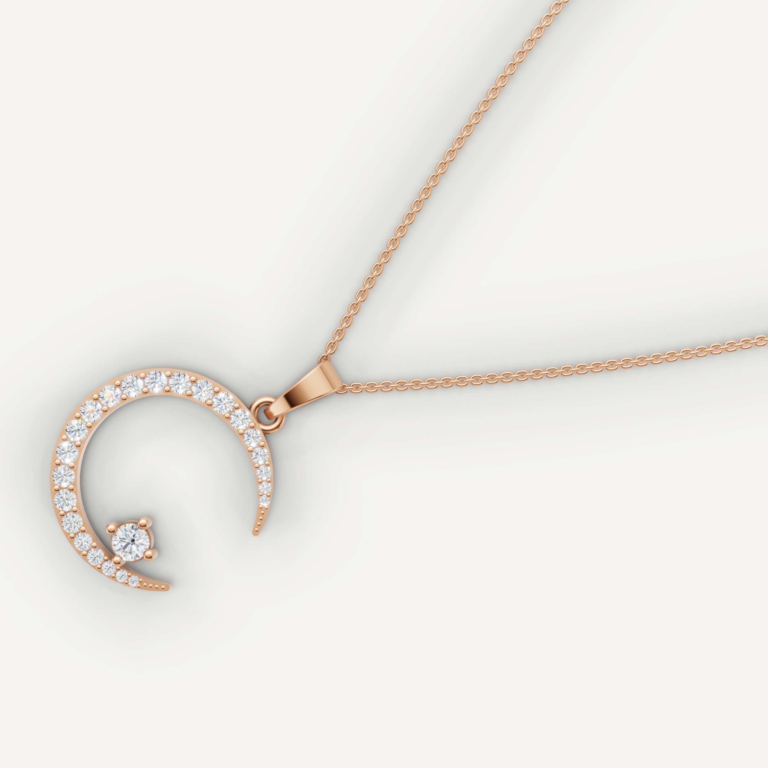 Lab Grown Diamond Crescent Moon Necklace in 14K Gold