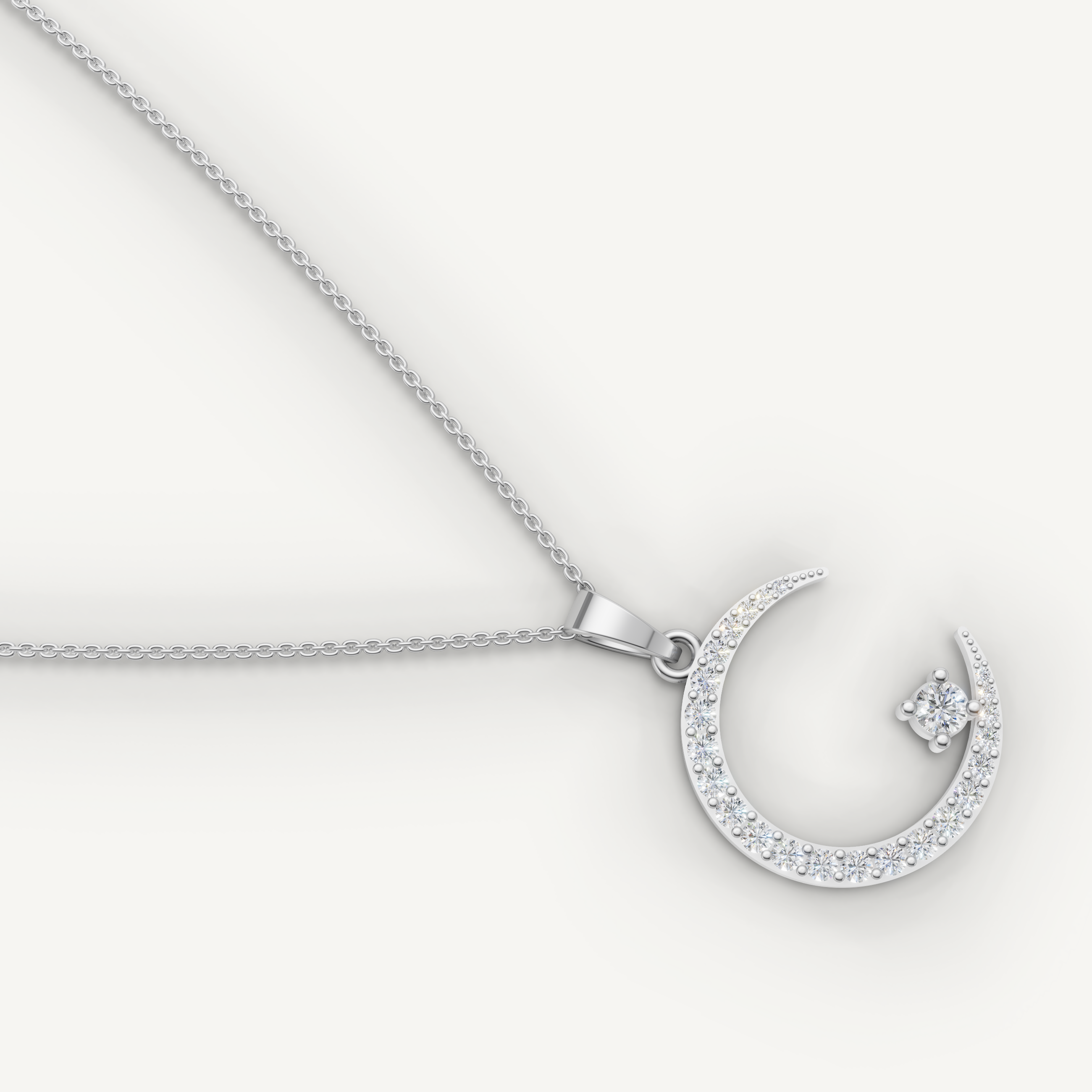 Lab Grown Diamond Crescent Moon Necklace in 14K Gold