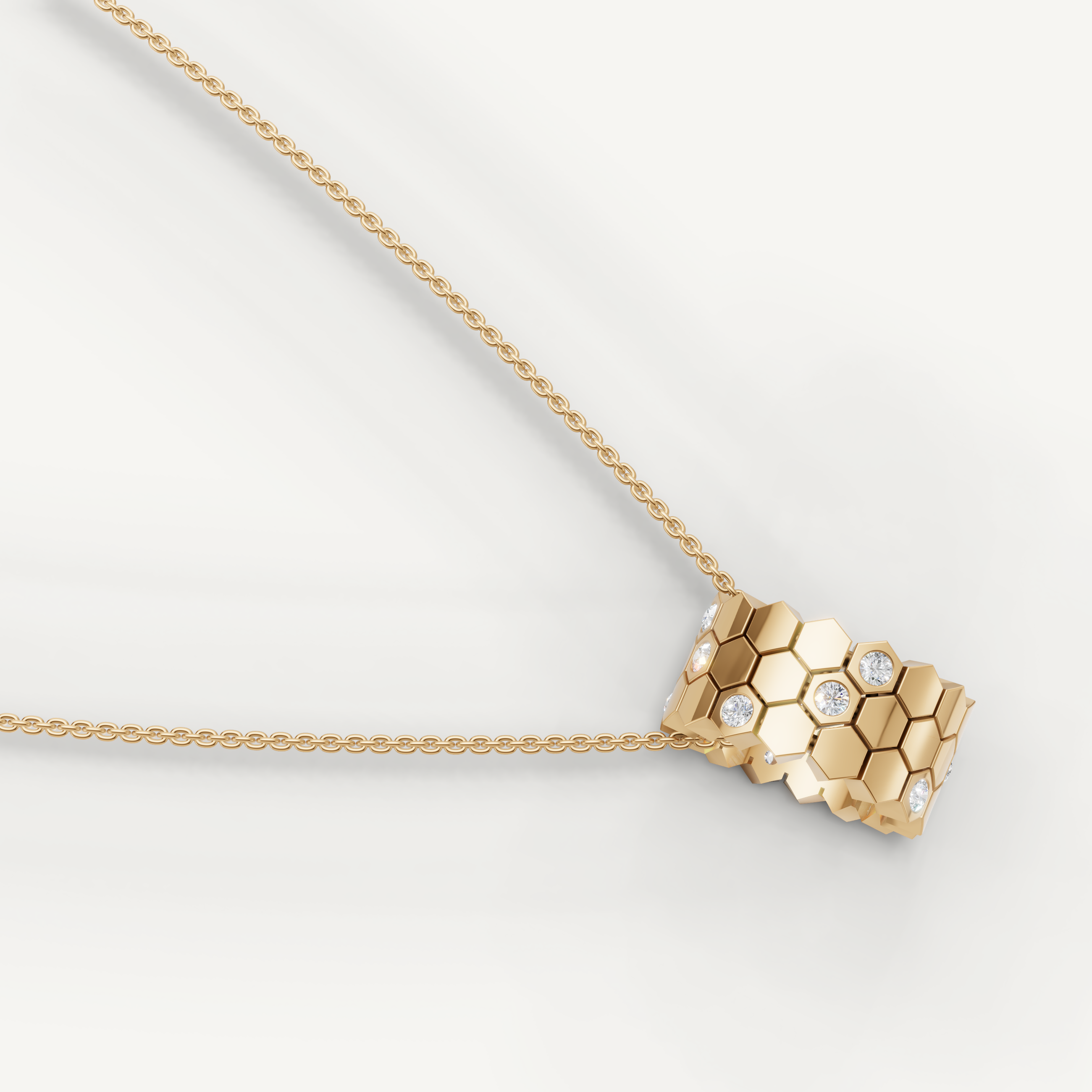 Lab Grown Diamond Honeycomb Pendant Necklace in 14K Yellow Gold