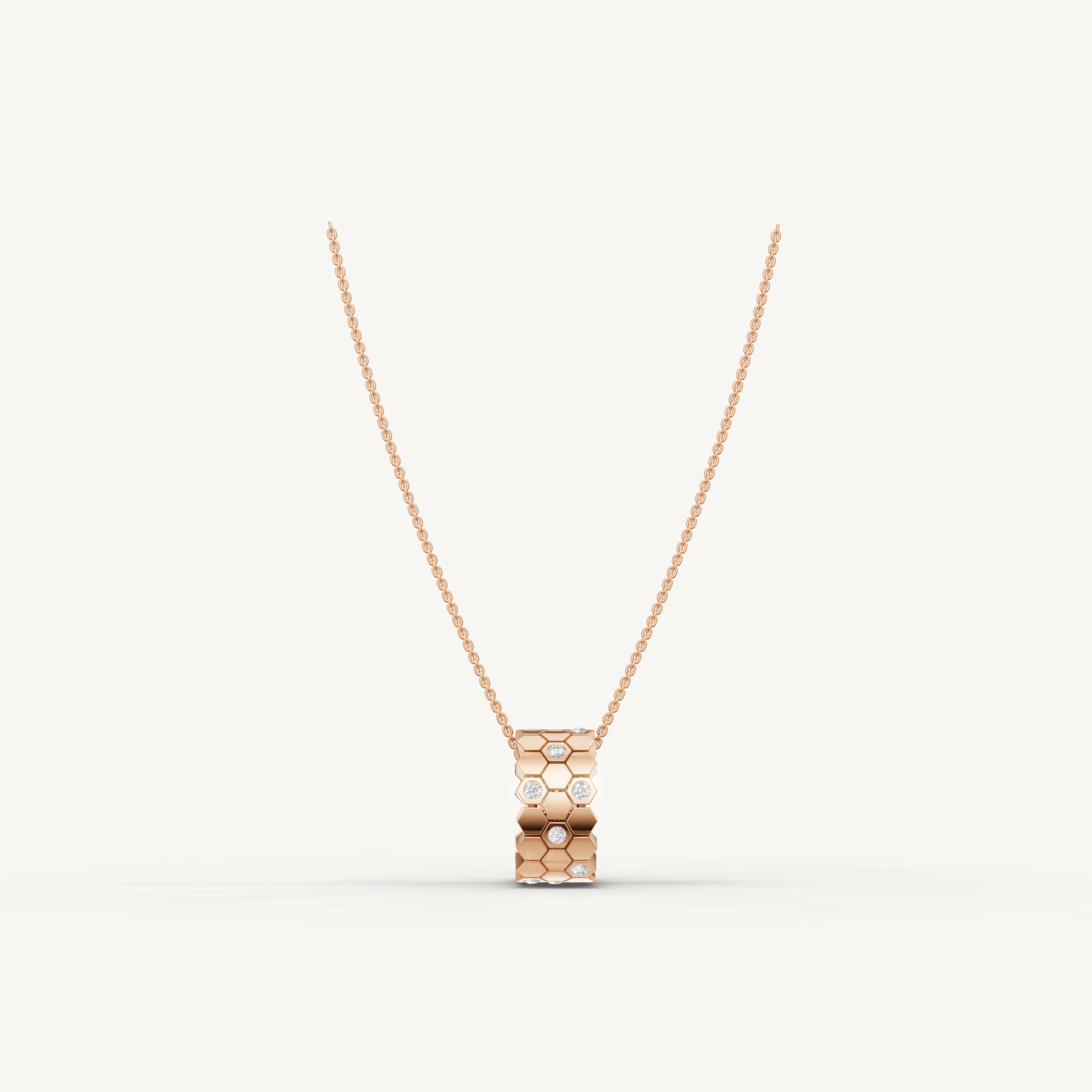 Lab Grown Diamond Honeycomb Pendant Necklace in 14K Yellow Gold