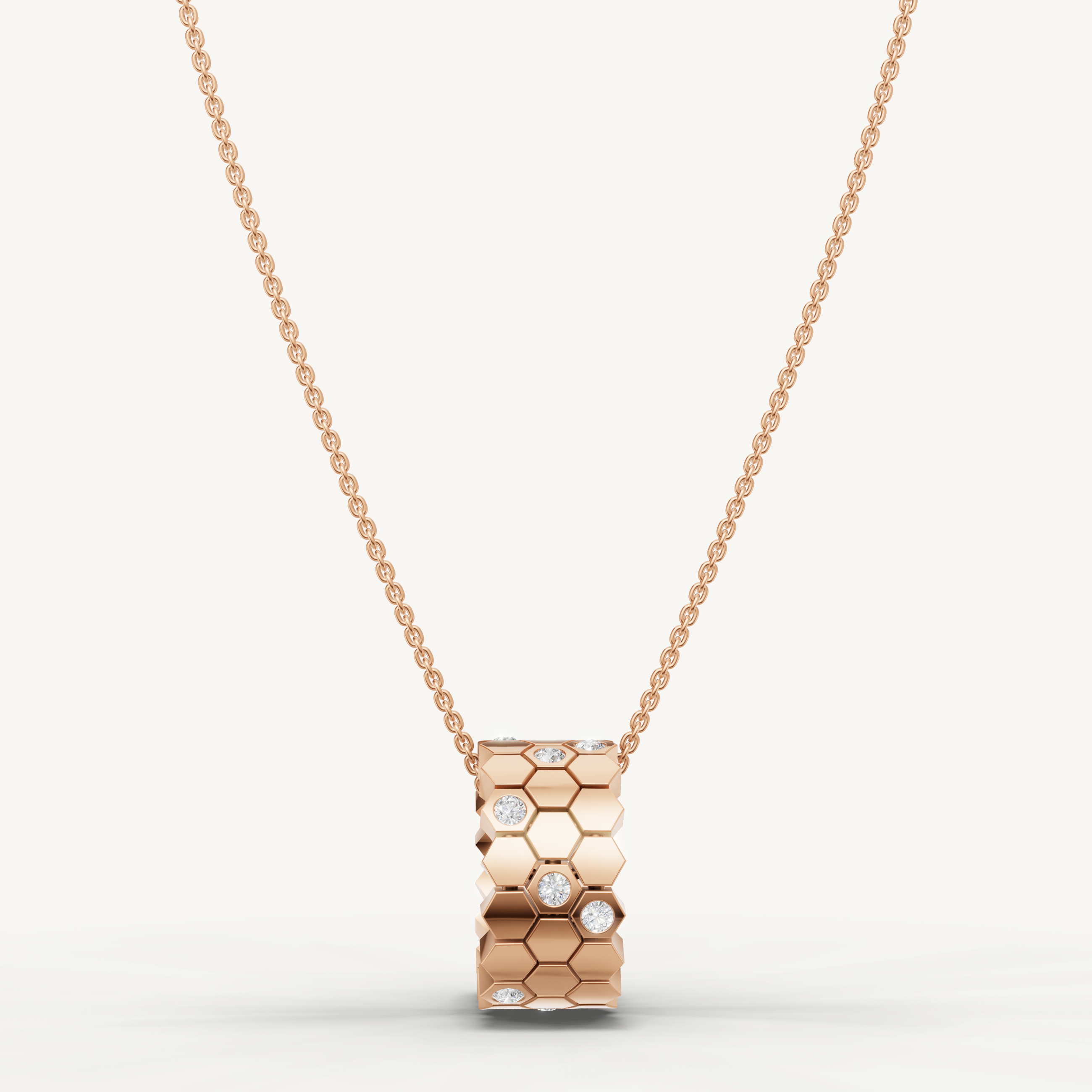 Lab Grown Diamond Honeycomb Pendant Necklace in 14K Yellow Gold