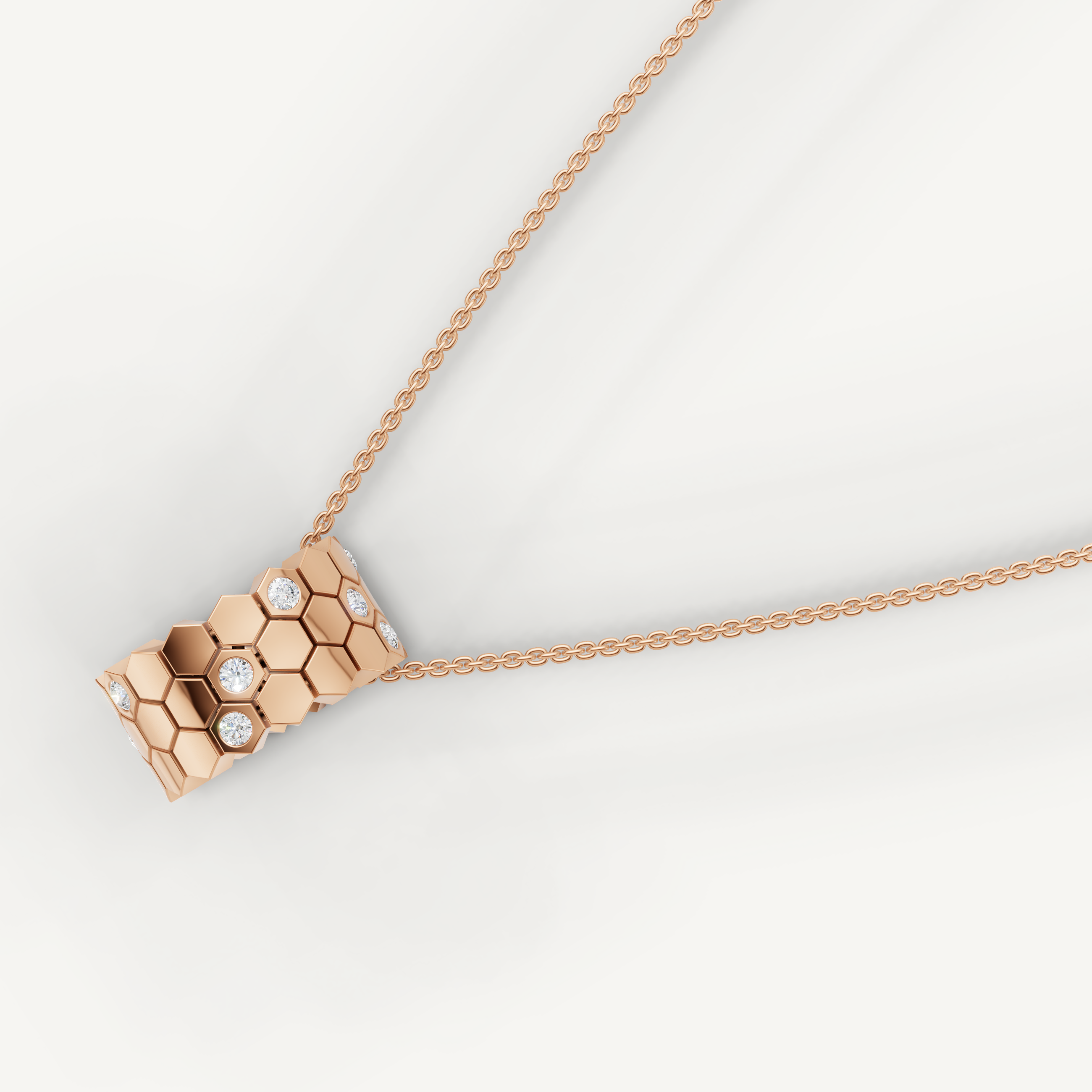 Lab Grown Diamond Honeycomb Pendant Necklace in 14K Yellow Gold