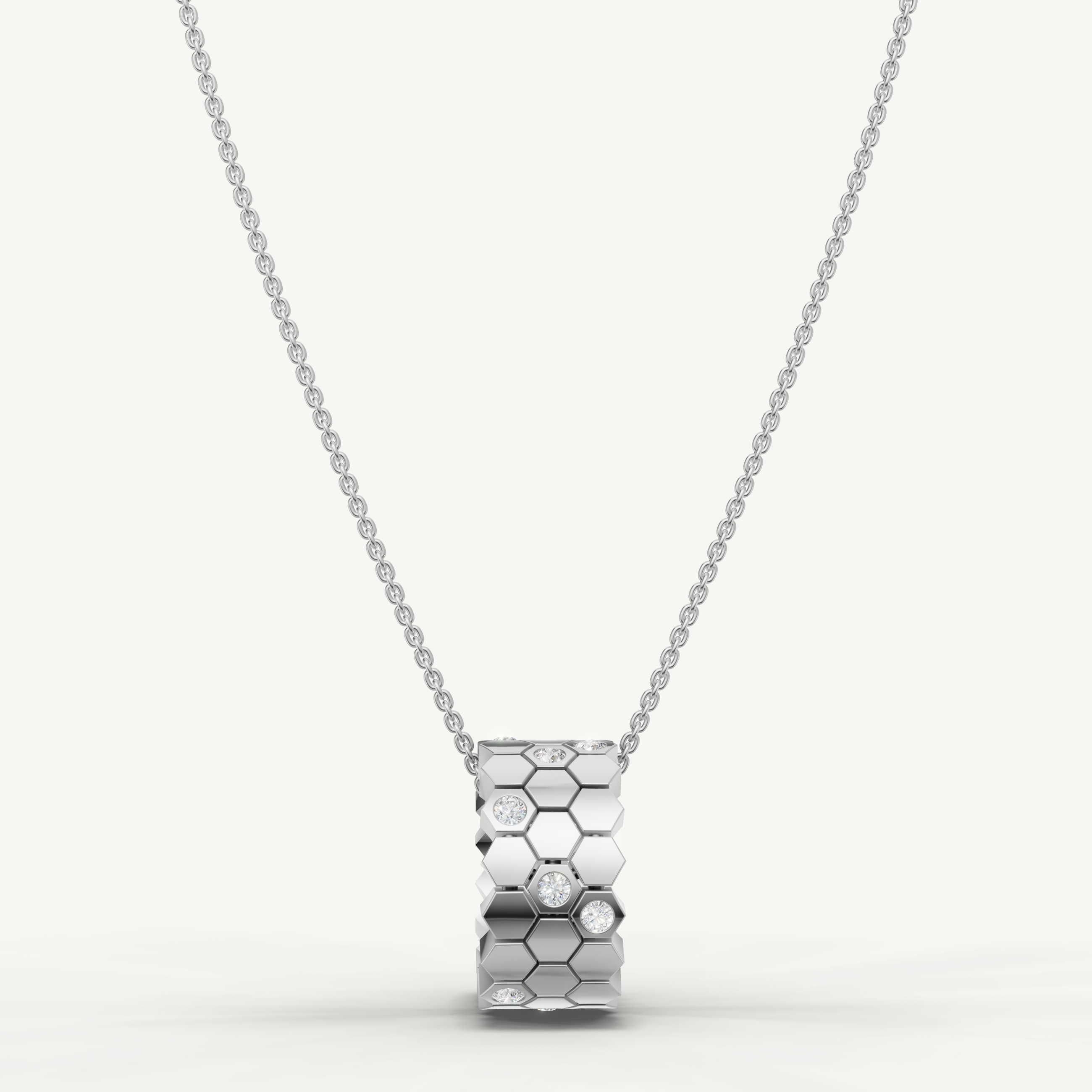 Lab Grown Diamond Honeycomb Pendant Necklace in 14K Yellow Gold