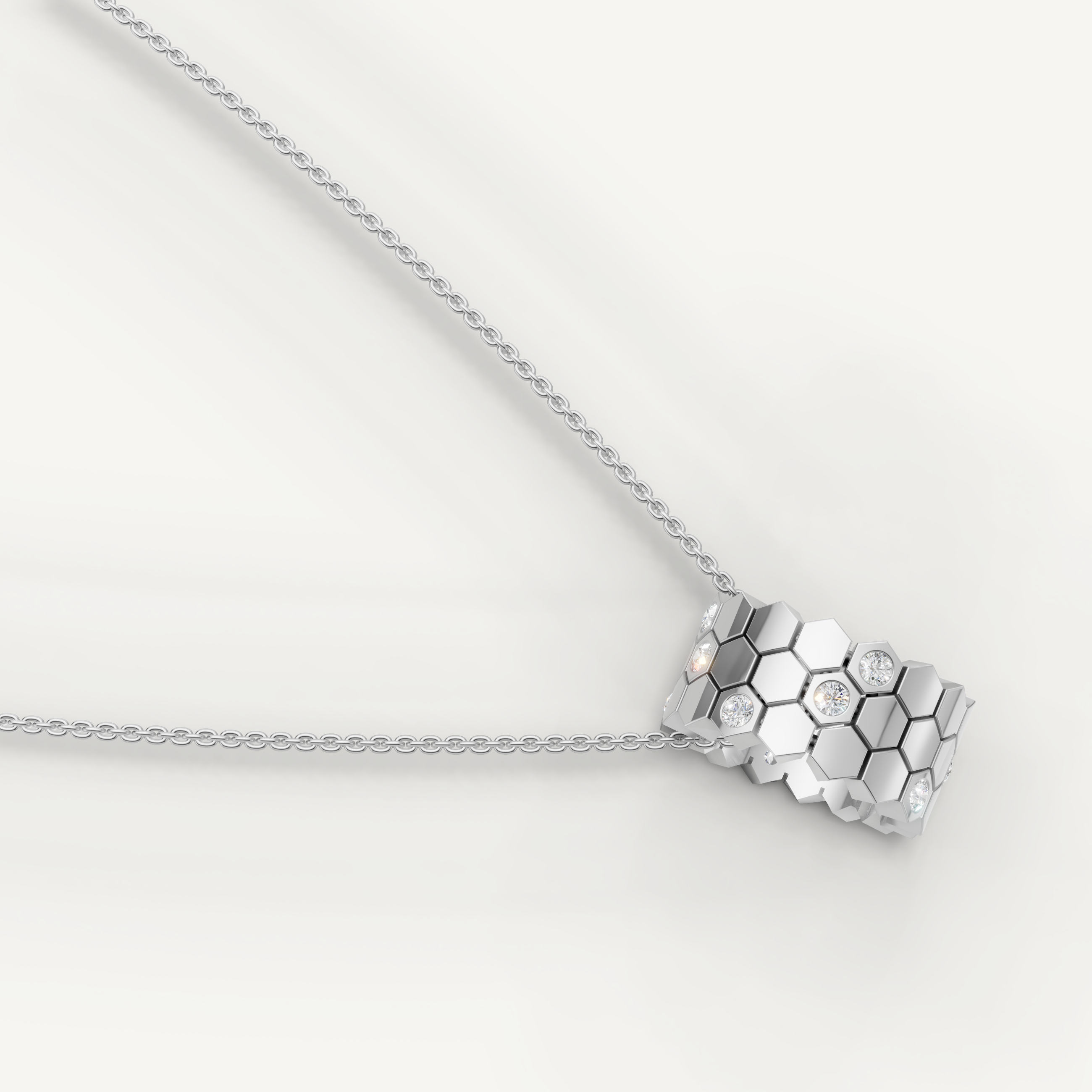 Lab Grown Diamond Honeycomb Pendant Necklace in 14K Yellow Gold