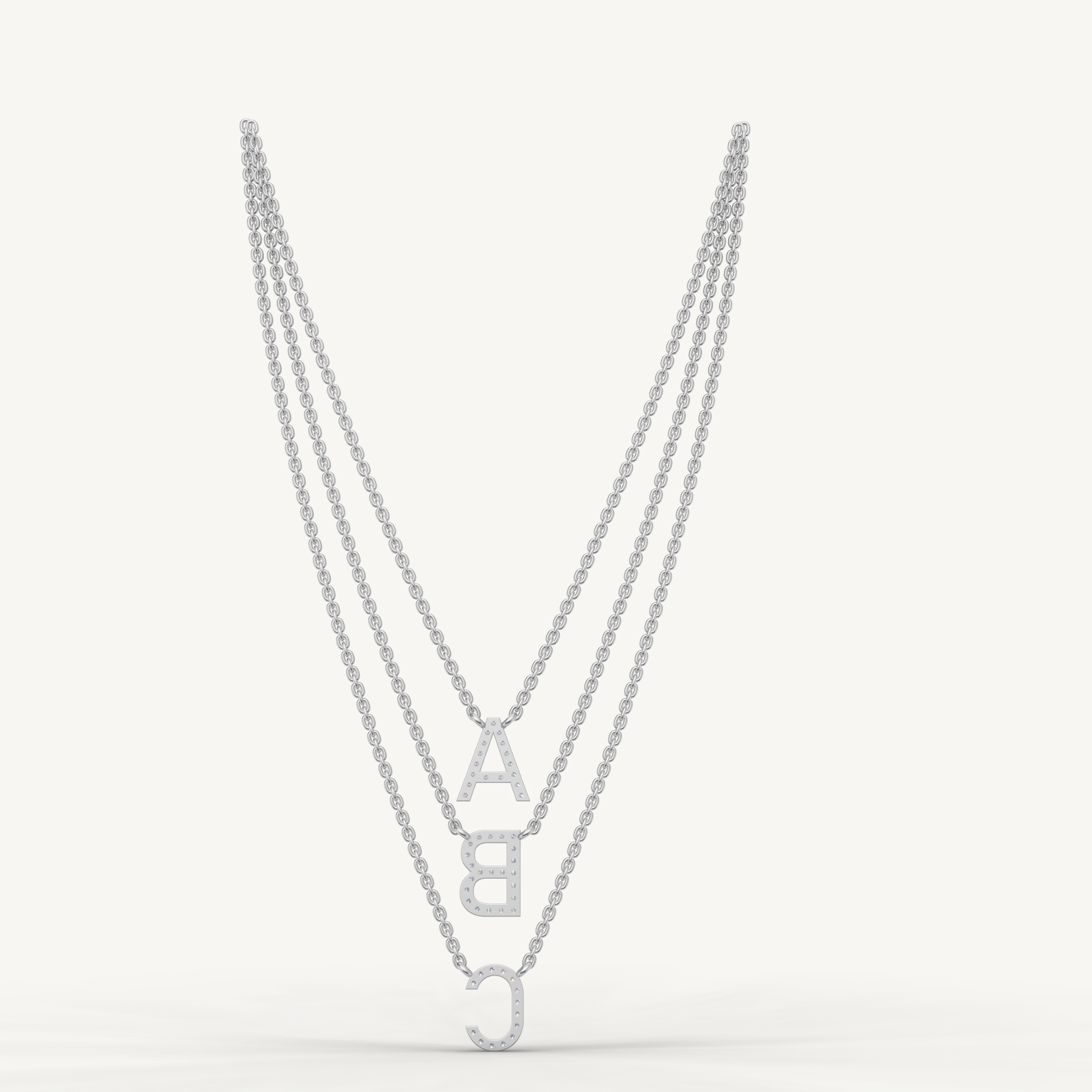 Lab Grown Diamond Initial Layered Necklace in 14K Rose Gold