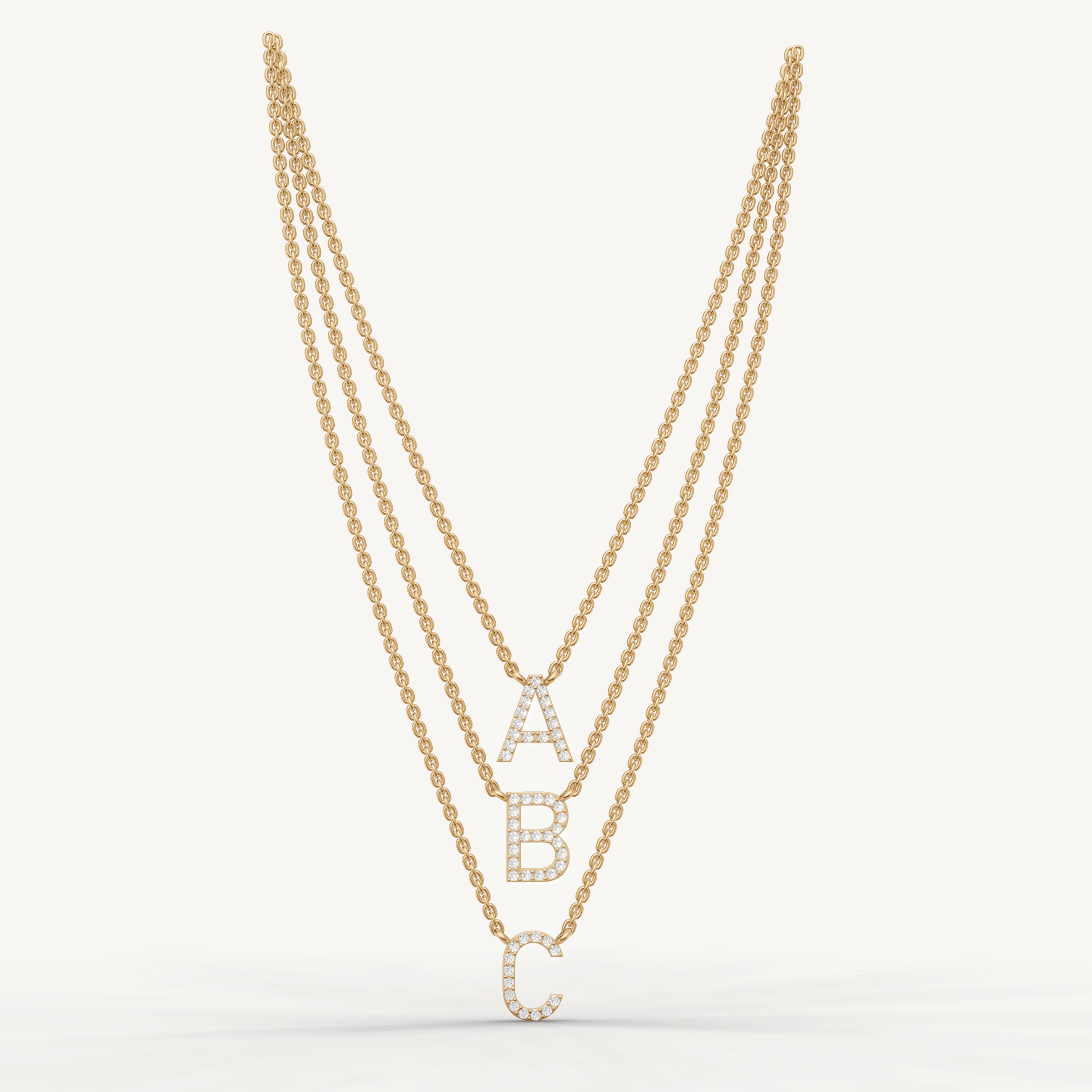 Lab Grown Diamond Initial Layered Necklace in 14K Rose Gold