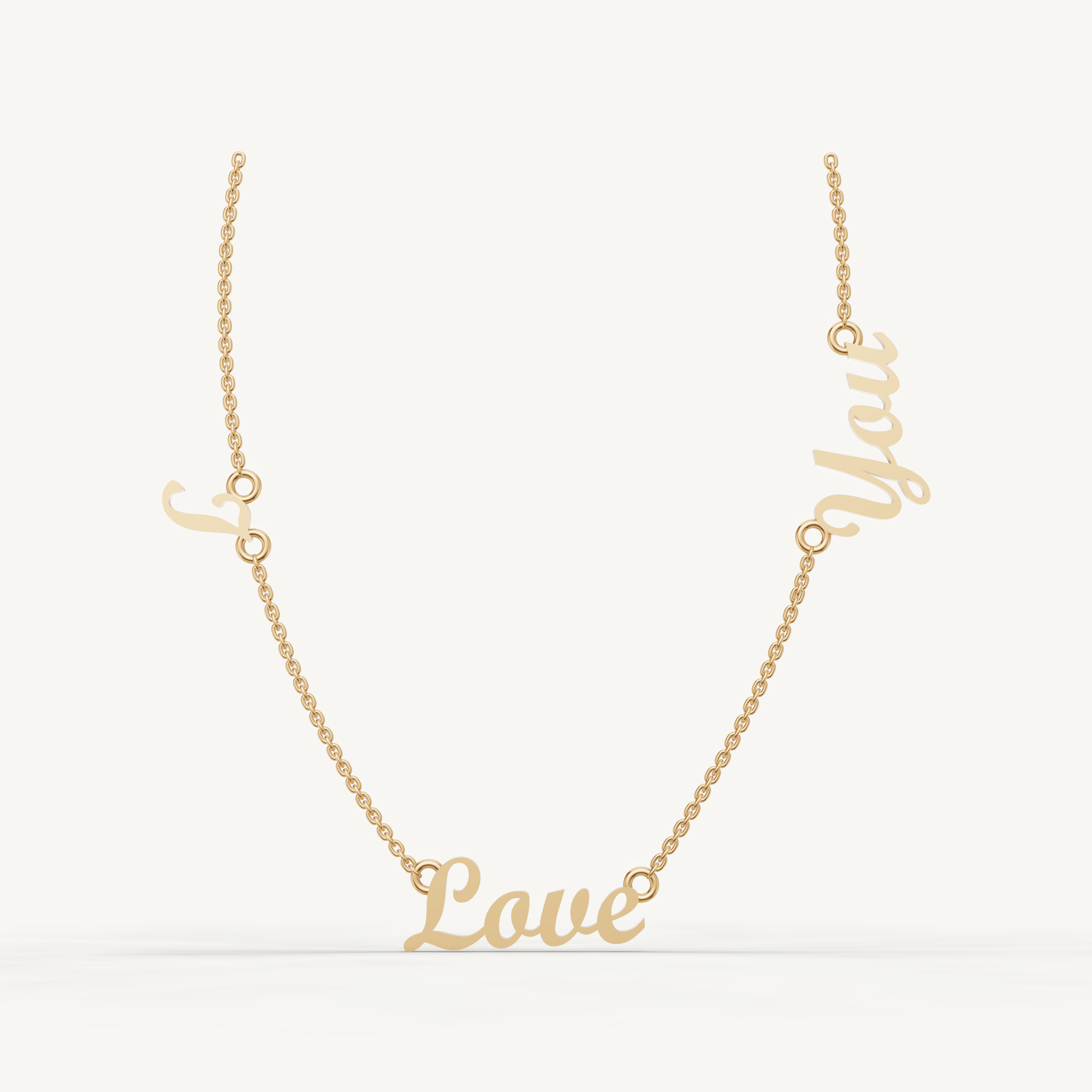 I Love You Script Necklace in 14K Yellow Gold