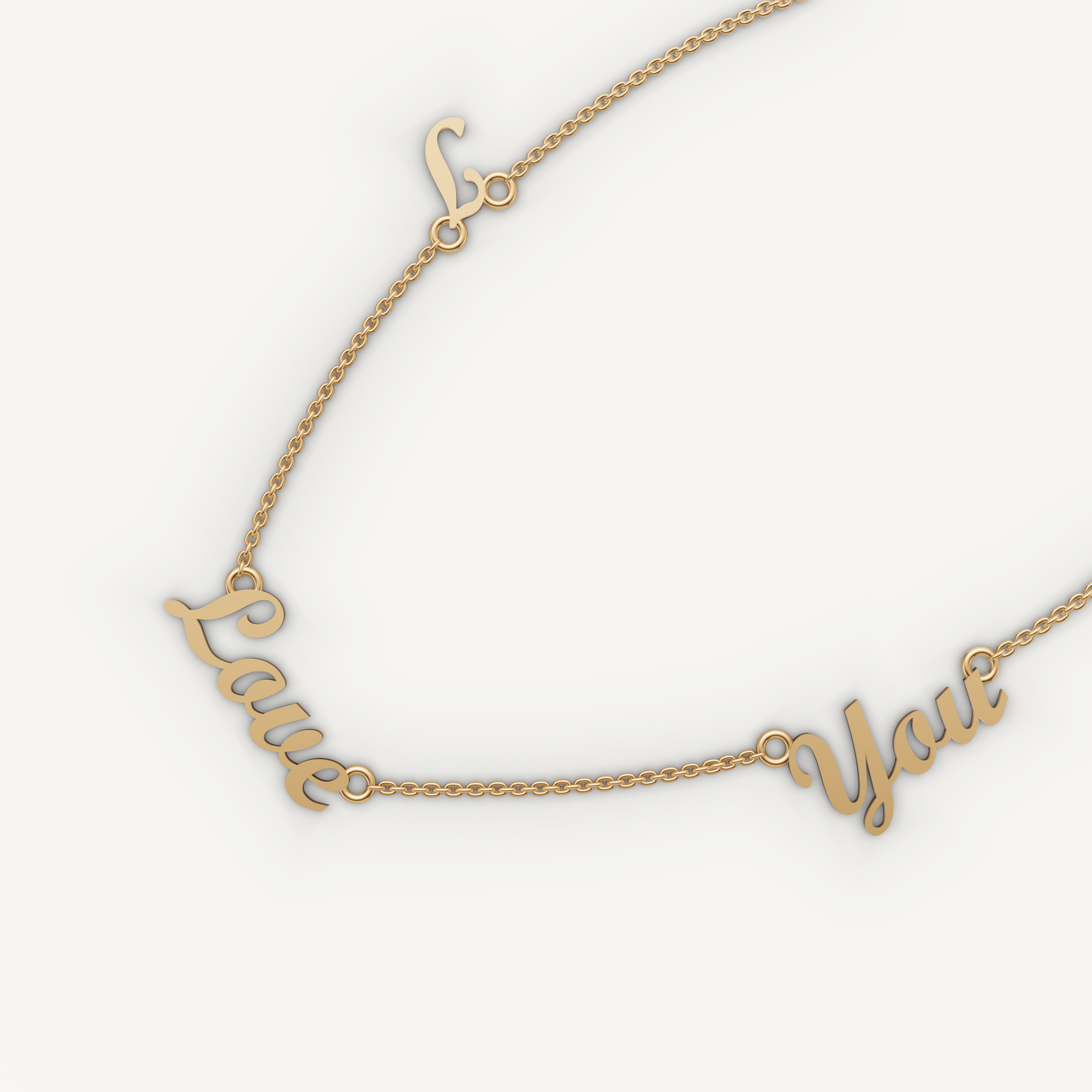 I Love You Script Necklace in 14K Yellow Gold