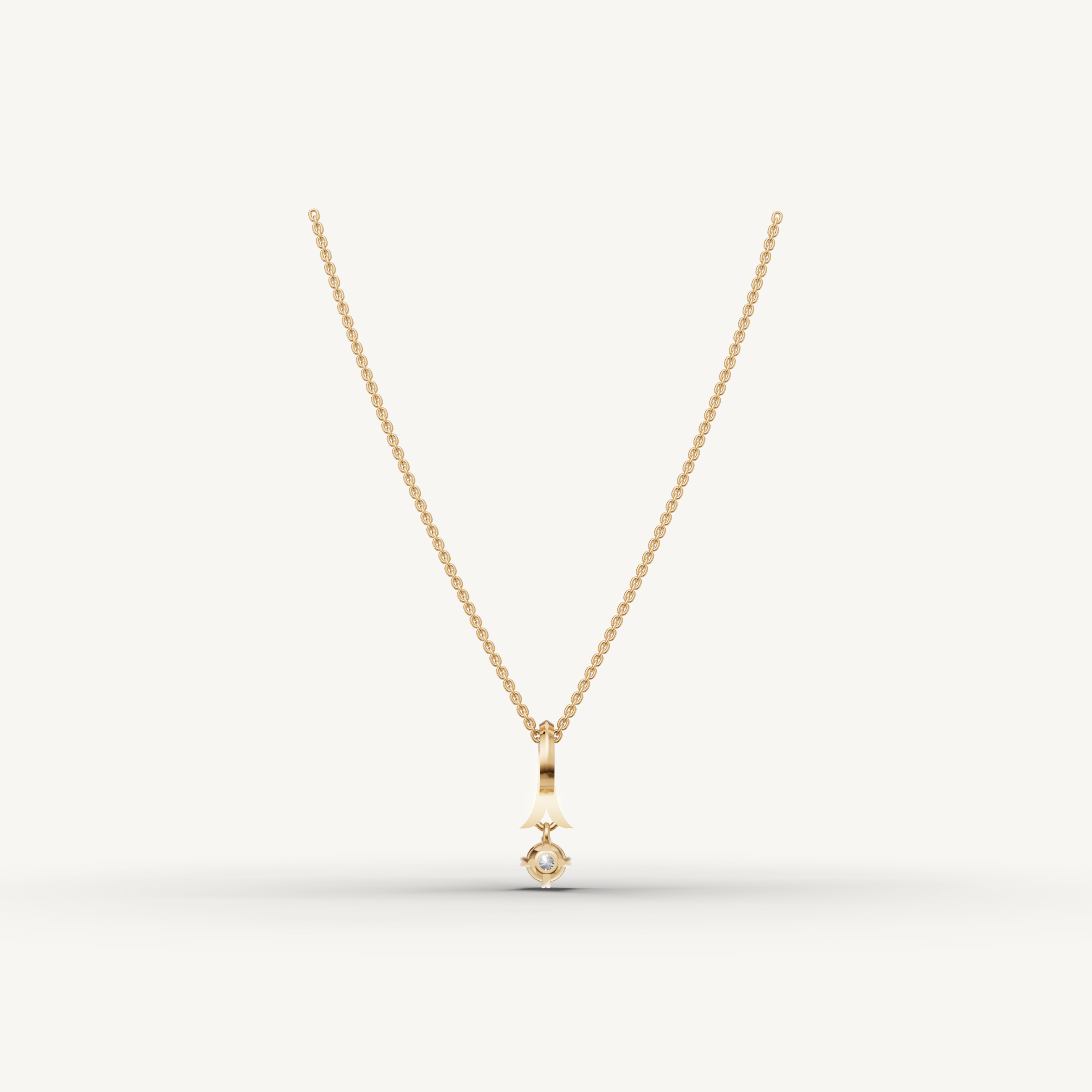 Round Lab Grown Diamond Drop Pendant Necklace in 14K Yellow Gold