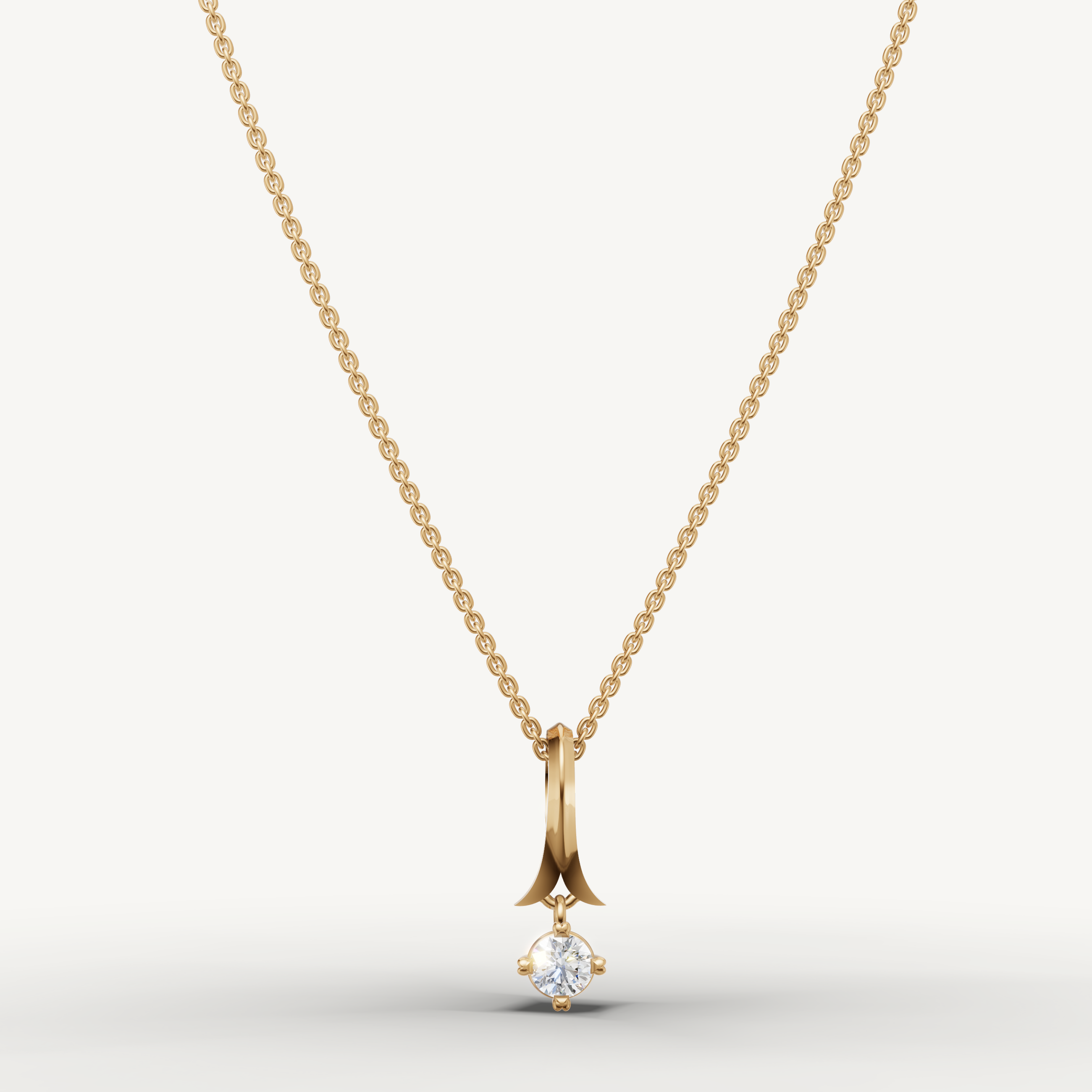 Round Lab Grown Diamond Drop Pendant Necklace in 14K Yellow Gold