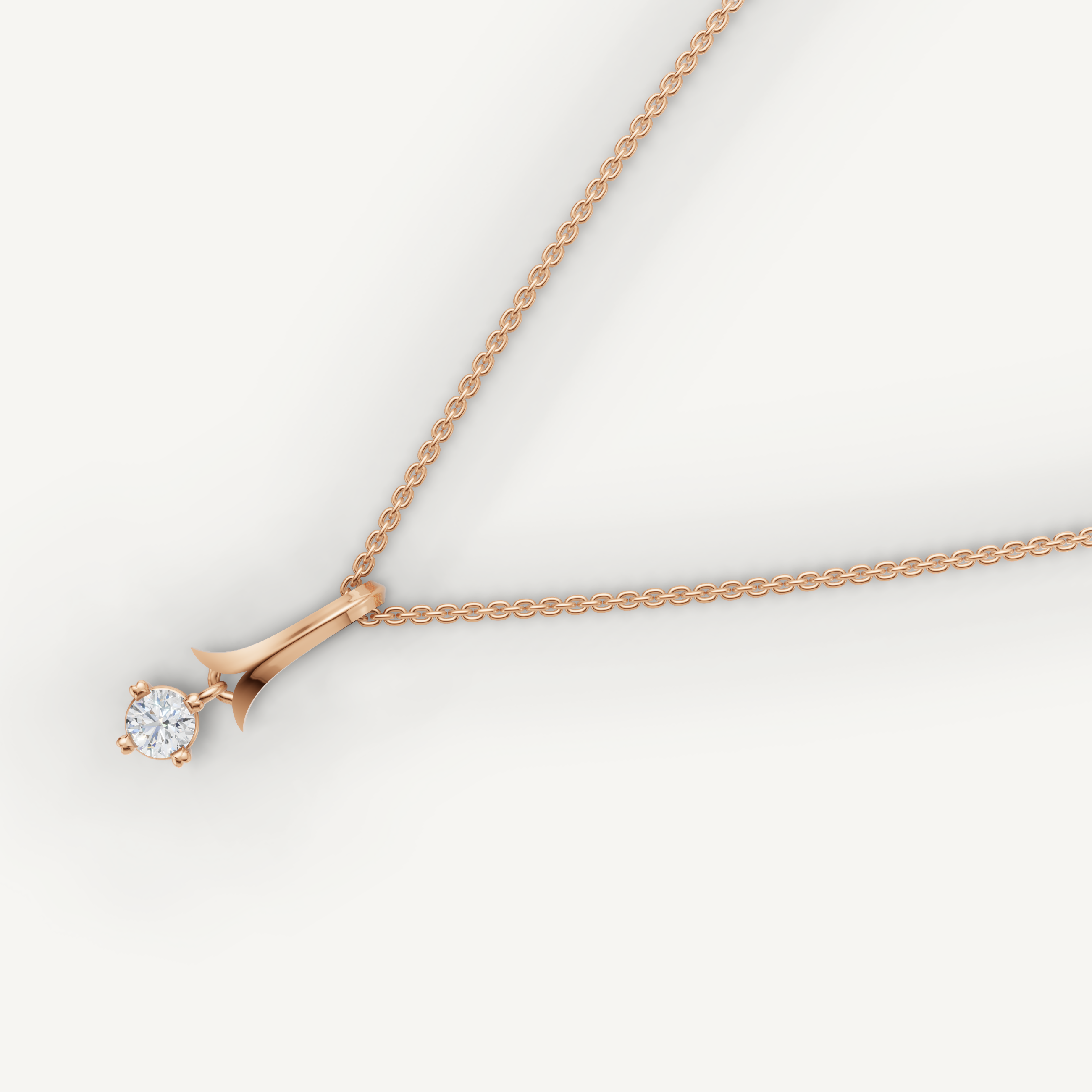 Round Lab Grown Diamond Drop Pendant Necklace in 14K Yellow Gold