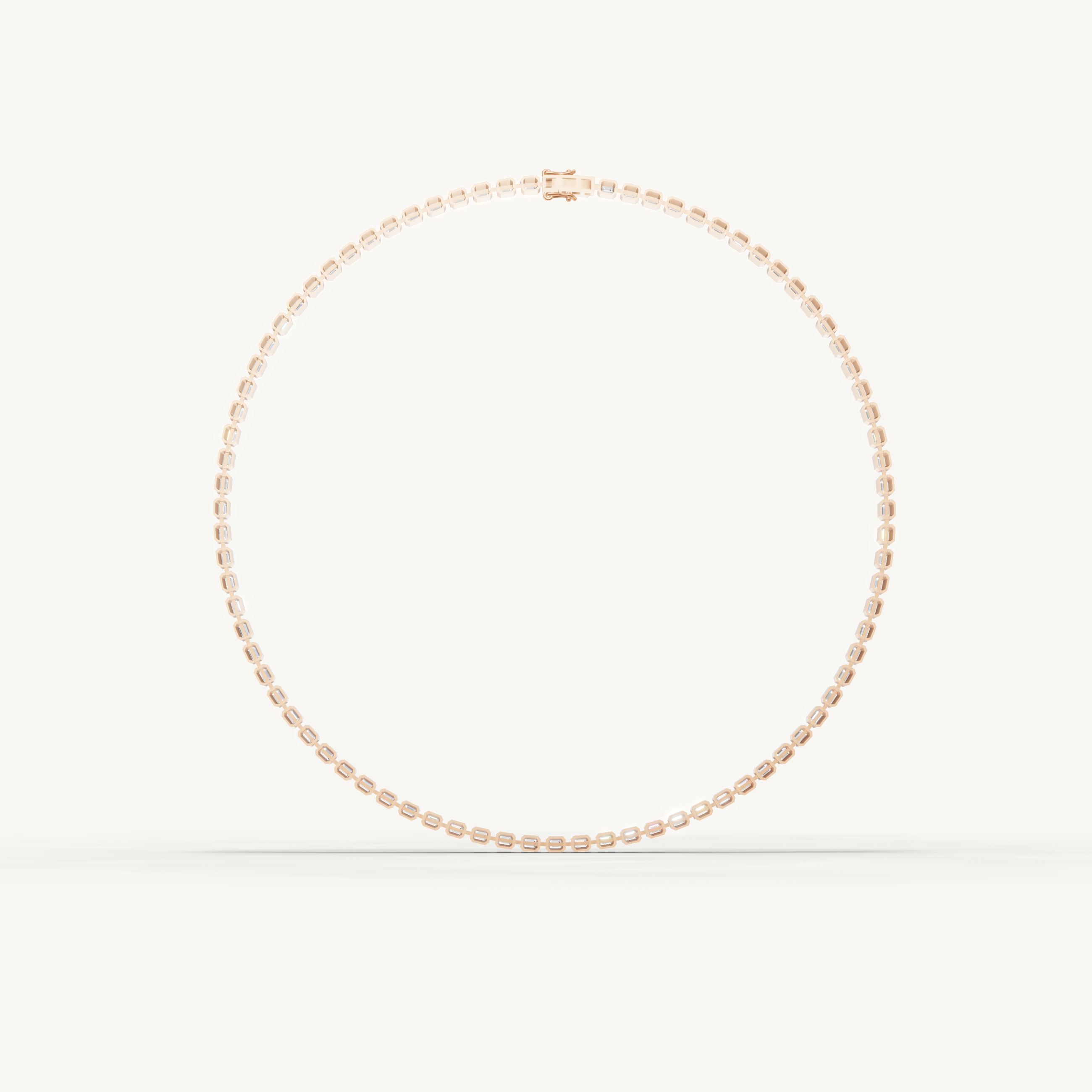 Emerald Cut Lab Grown Diamond Tennis Necklace in 14K Yellow Gold