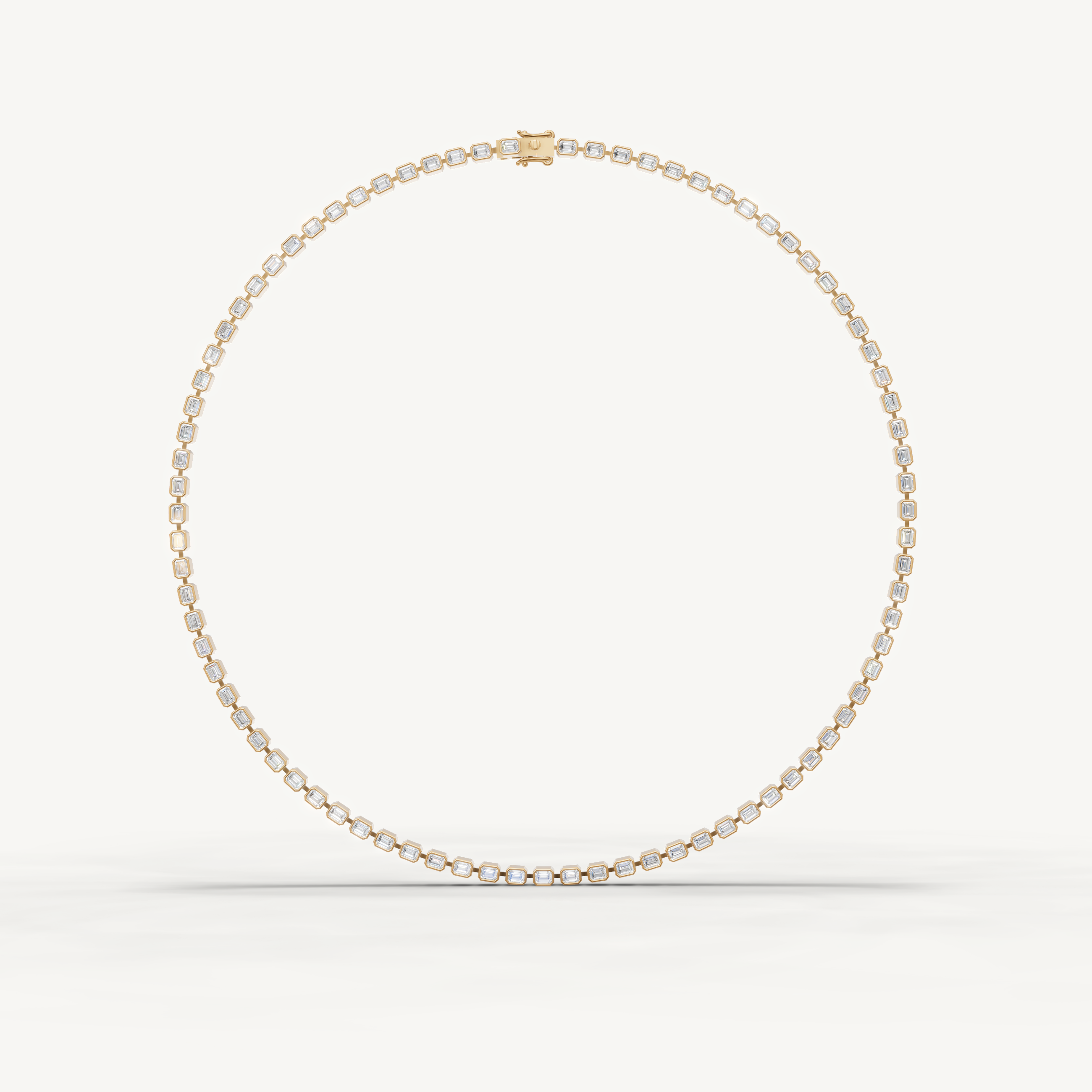 Emerald Cut Lab Grown Diamond Tennis Necklace in 14K Yellow Gold