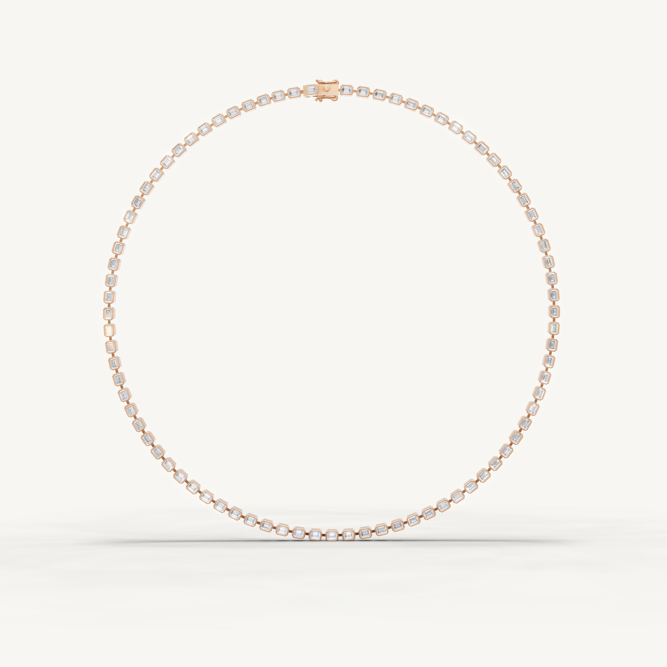 Emerald Cut Lab Grown Diamond Tennis Necklace in 14K Yellow Gold