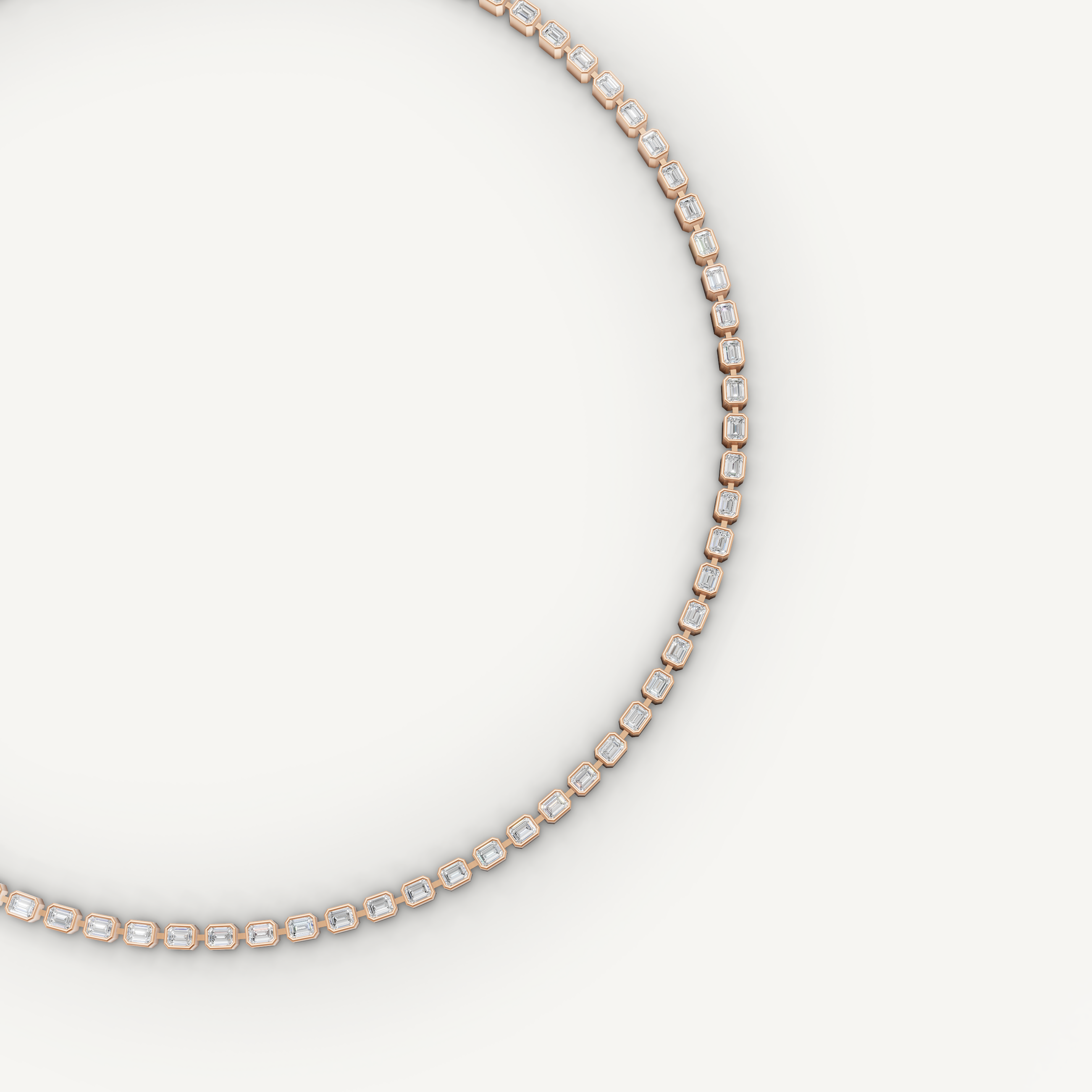 Emerald Cut Lab Grown Diamond Tennis Necklace in 14K Yellow Gold