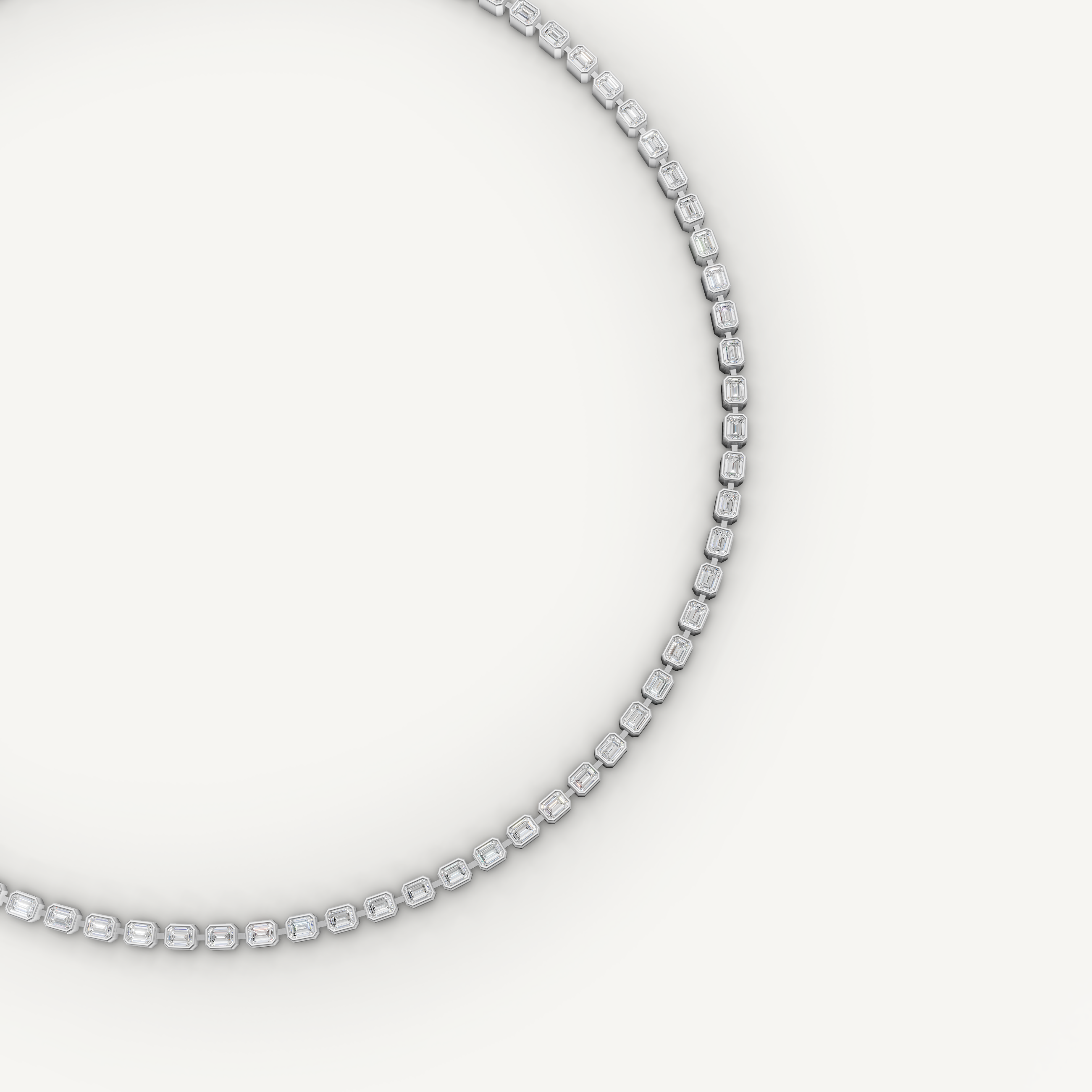 Emerald Cut Lab Grown Diamond Tennis Necklace in 14K Yellow Gold