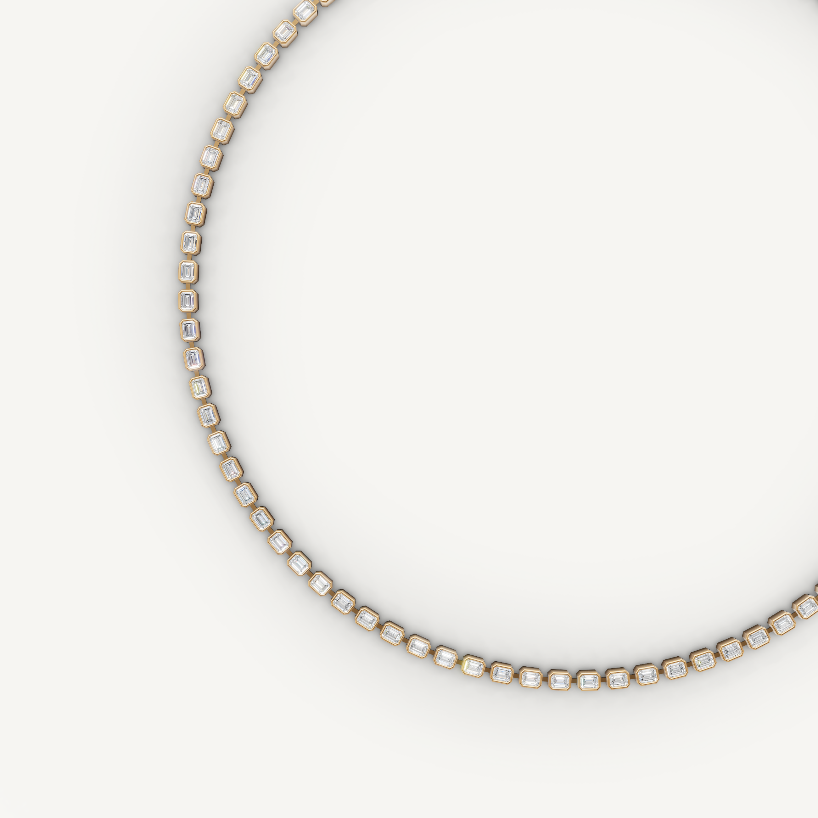 Emerald Cut Lab Grown Diamond Tennis Necklace in 14K Yellow Gold