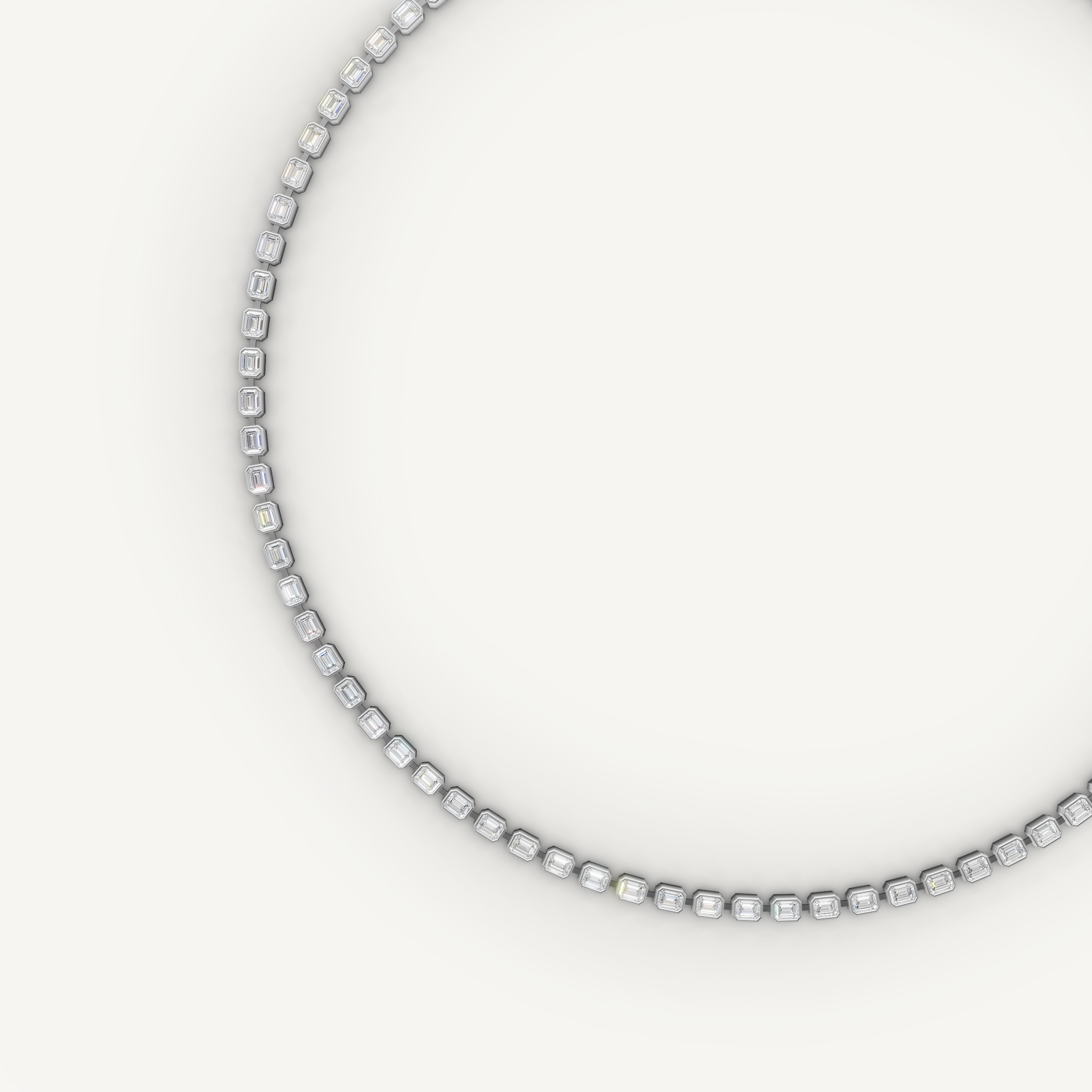 Emerald Cut Lab Grown Diamond Tennis Necklace in 14K Yellow Gold