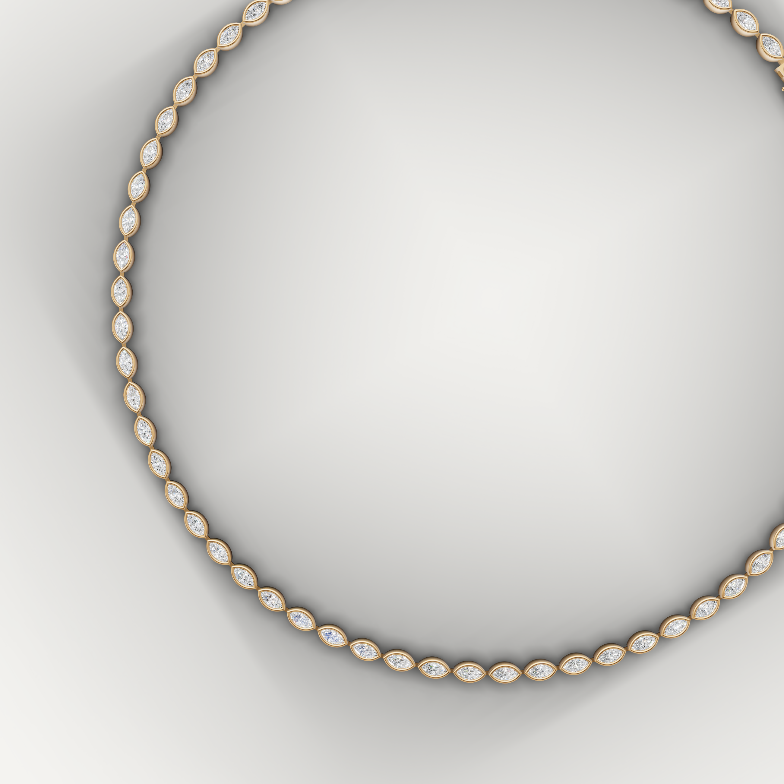 Marquise Lab Grown Diamond Tennis Necklace in 14K Yellow Gold