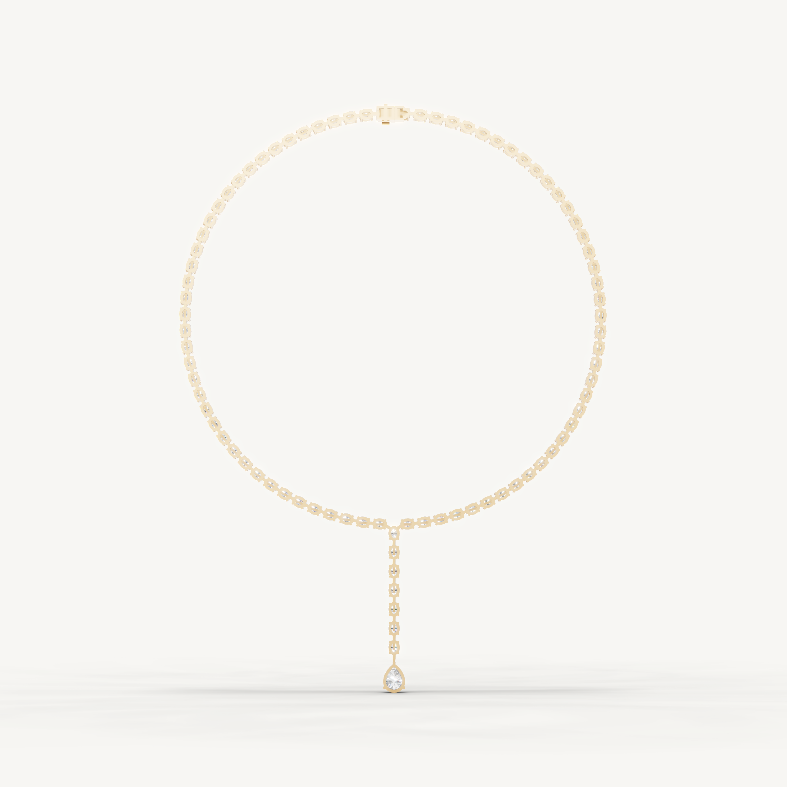 Pear & Oval Lab Grown Diamond Tennis Drop Necklace in 14K Yellow Gold