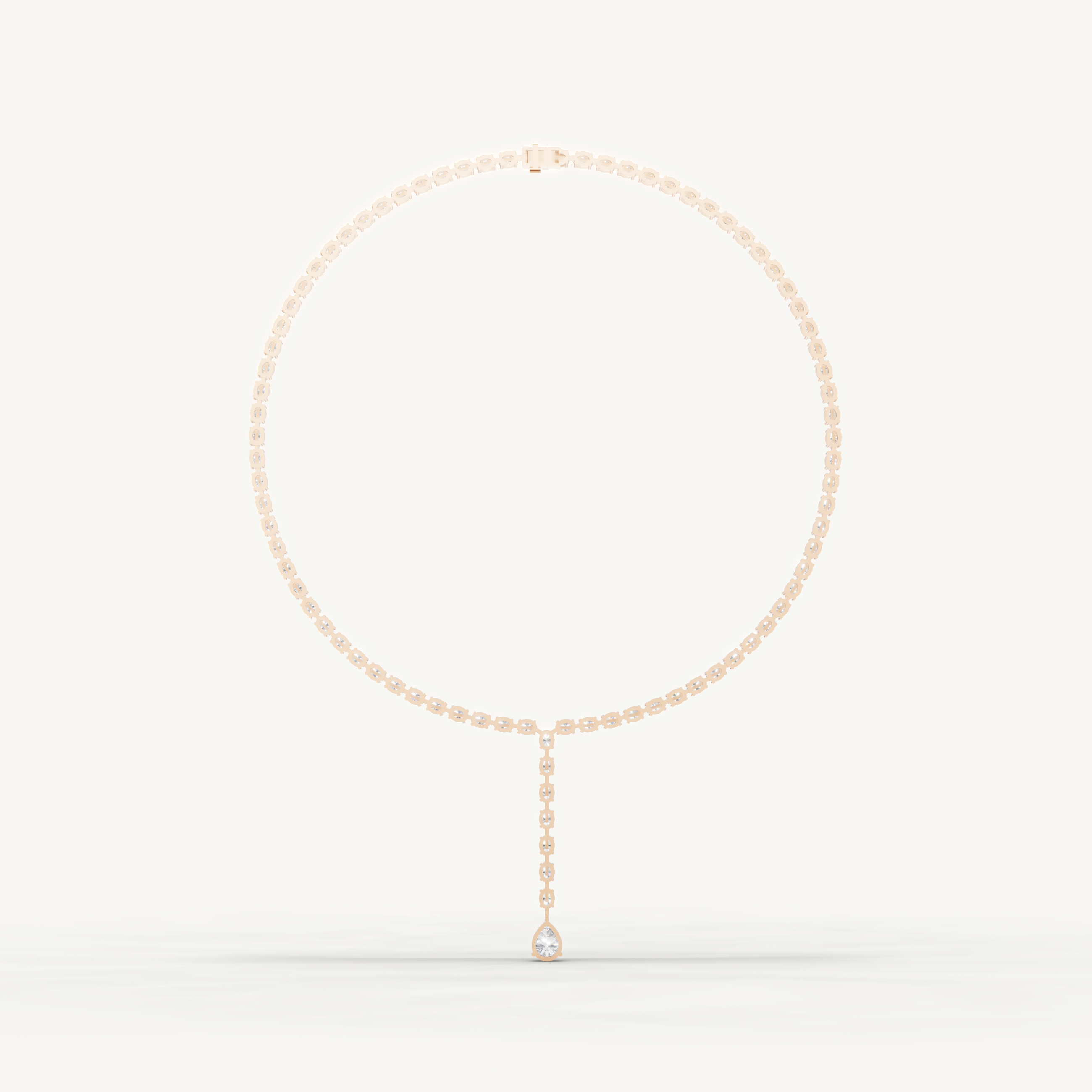 Pear & Oval Lab Grown Diamond Tennis Drop Necklace in 14K Yellow Gold