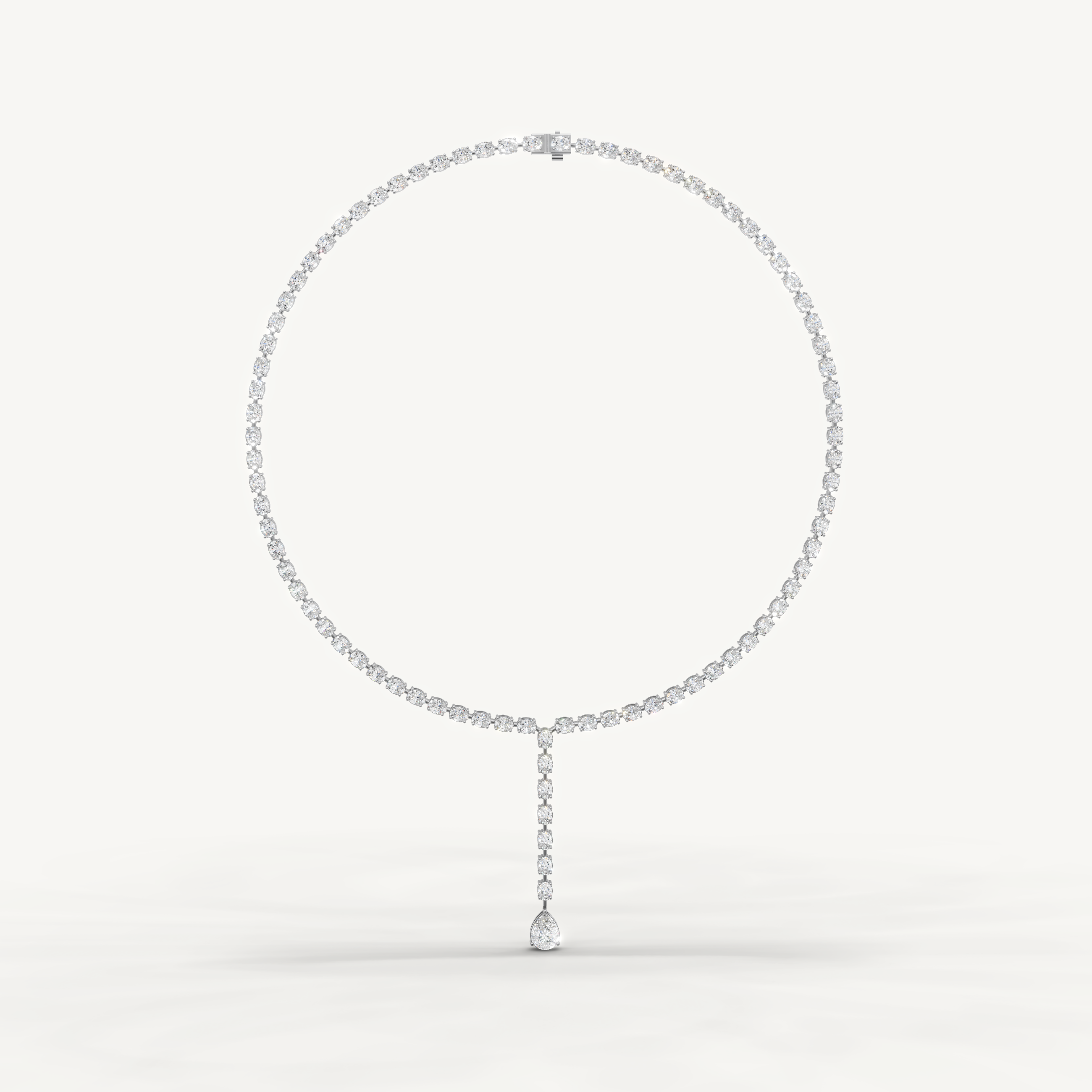 Pear & Oval Lab Grown Diamond Tennis Drop Necklace in 14K Yellow Gold