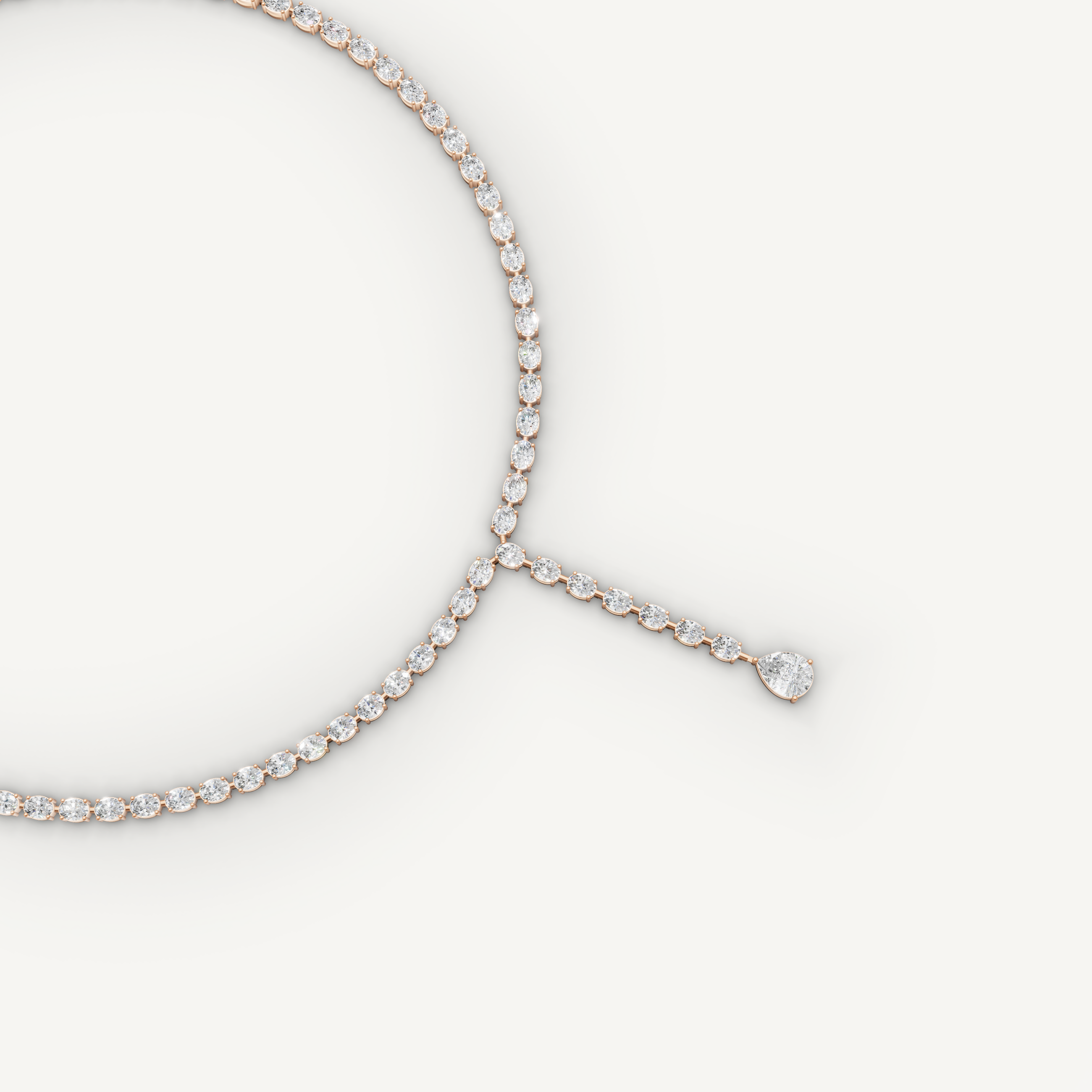 Pear & Oval Lab Grown Diamond Tennis Drop Necklace in 14K Yellow Gold