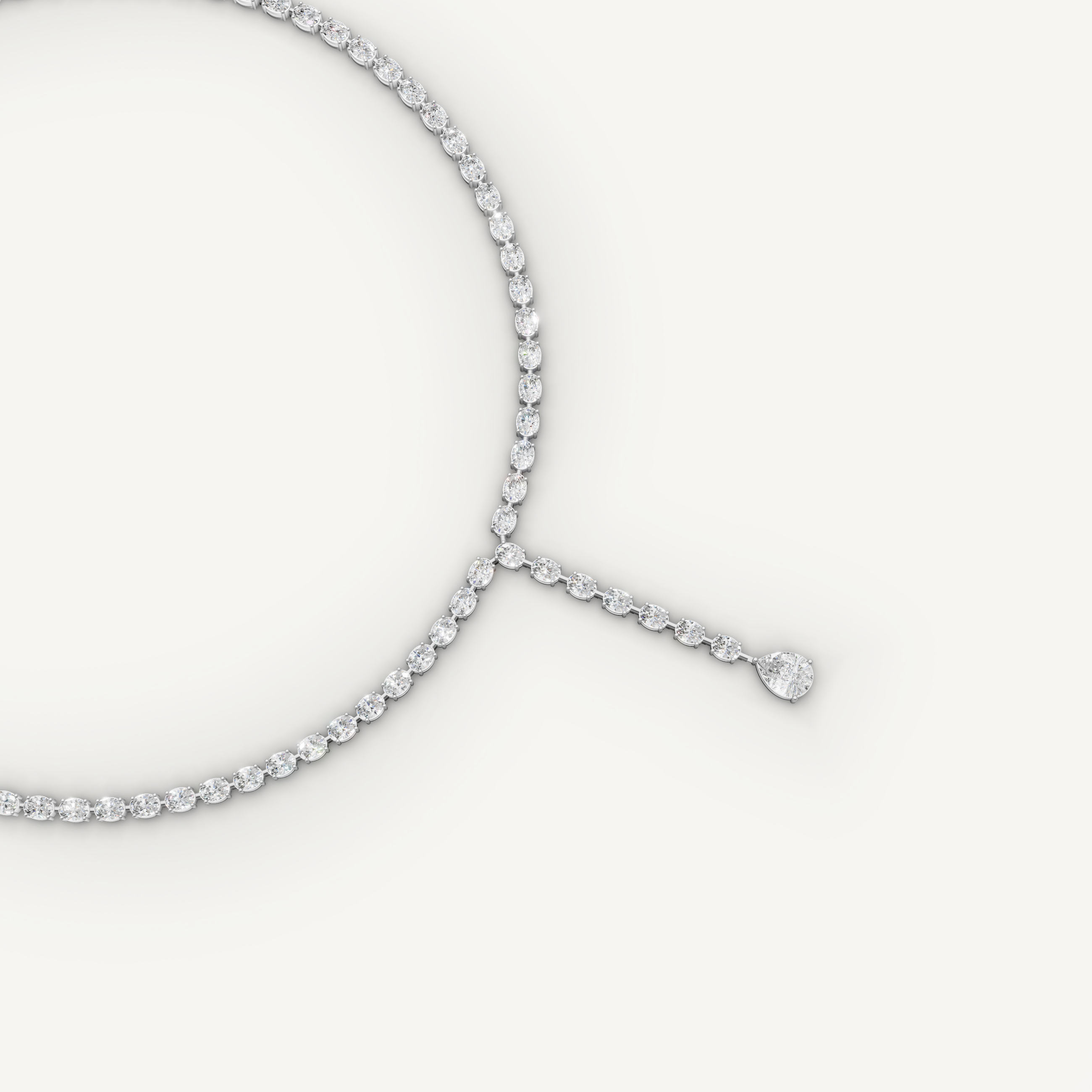 Pear & Oval Lab Grown Diamond Tennis Drop Necklace in 14K Yellow Gold
