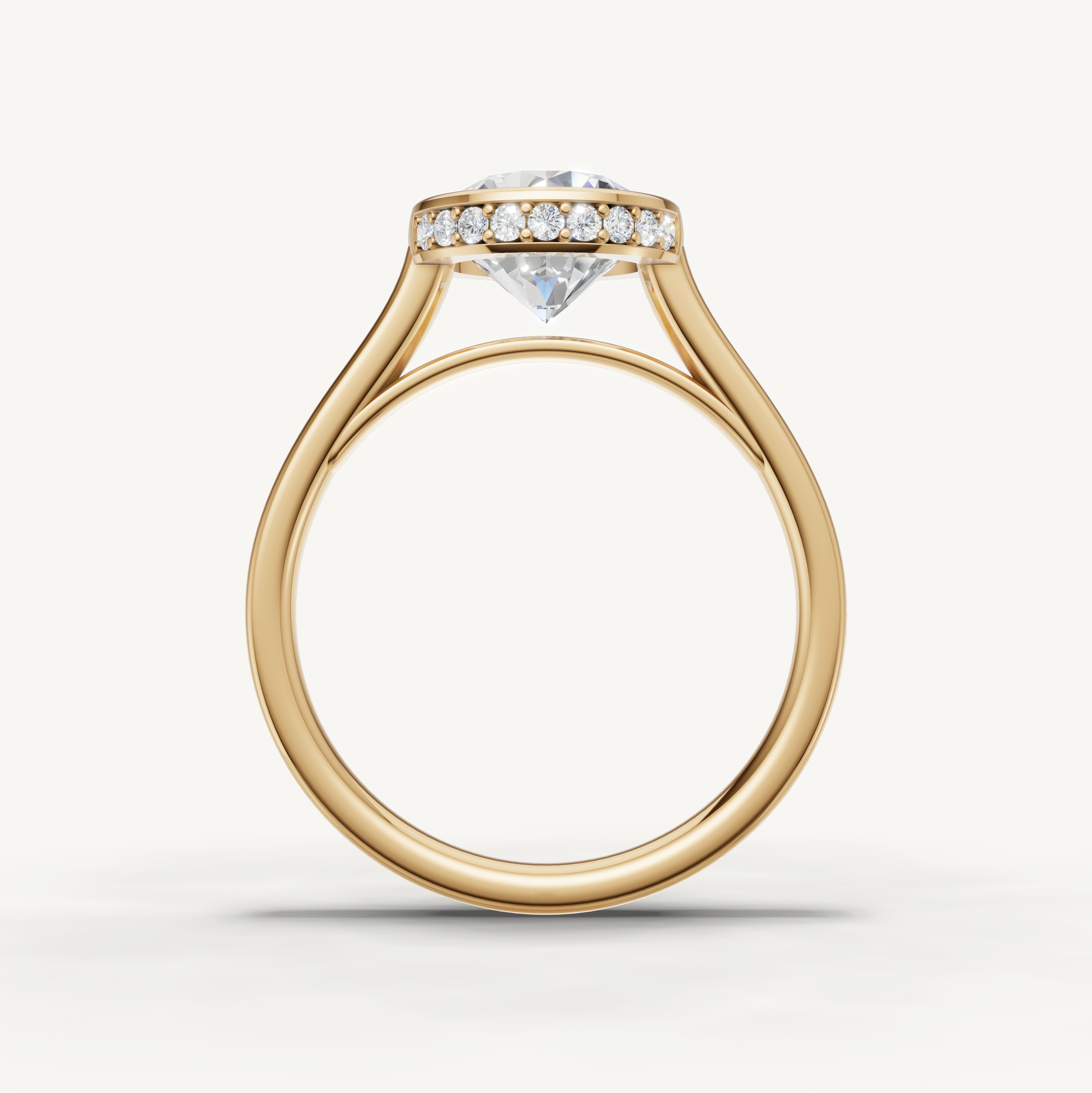 Round Lab Grown Diamond Bezel Engagement Ring in 14K Gold