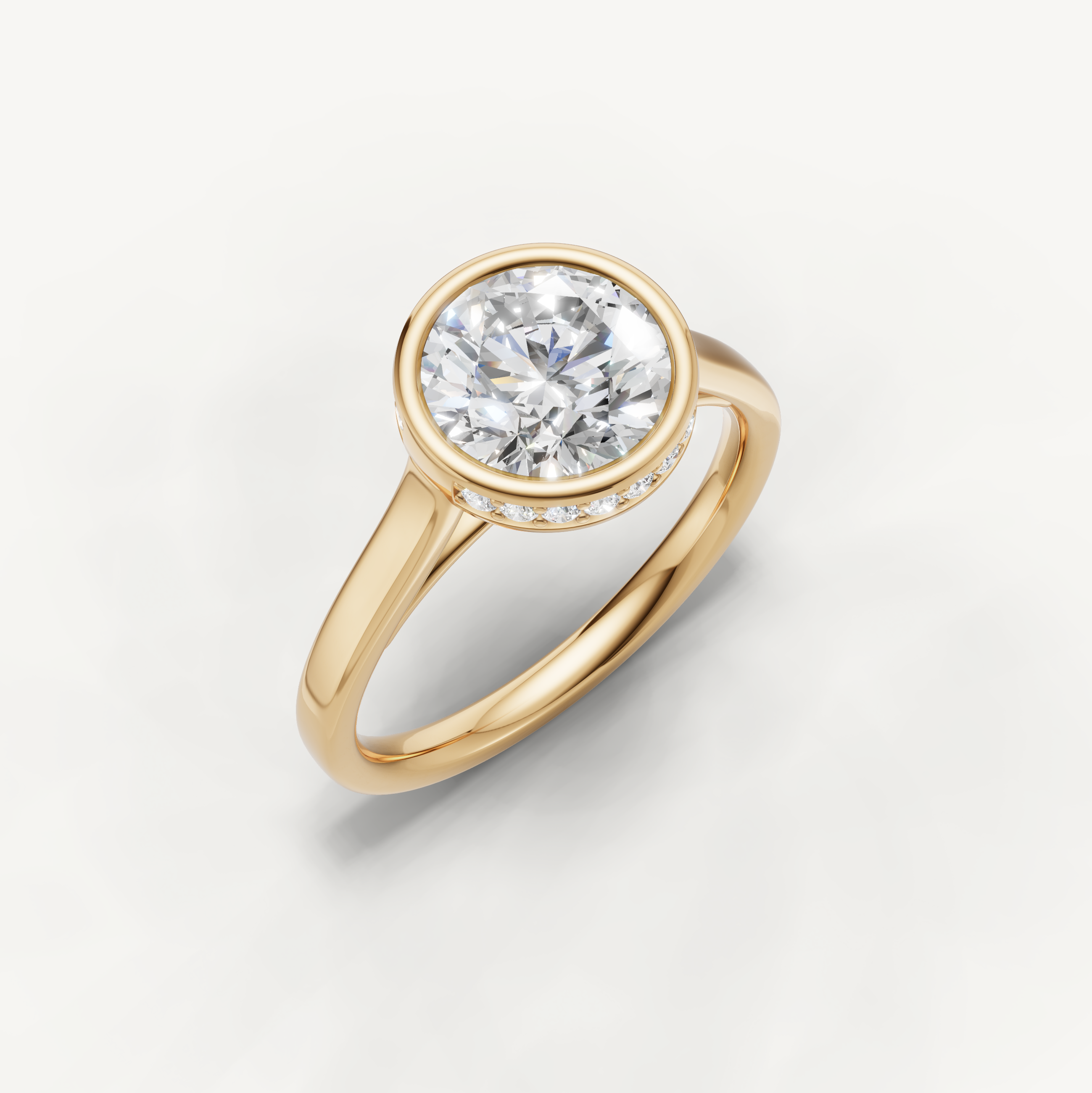 Round Lab Grown Diamond Bezel Engagement Ring in 14K Gold