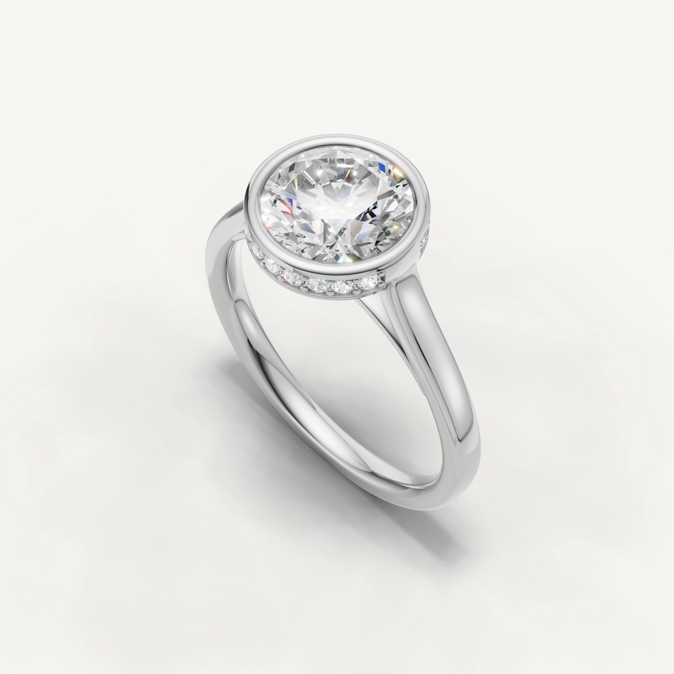 Round Lab Grown Diamond Bezel Engagement Ring in 14K Gold